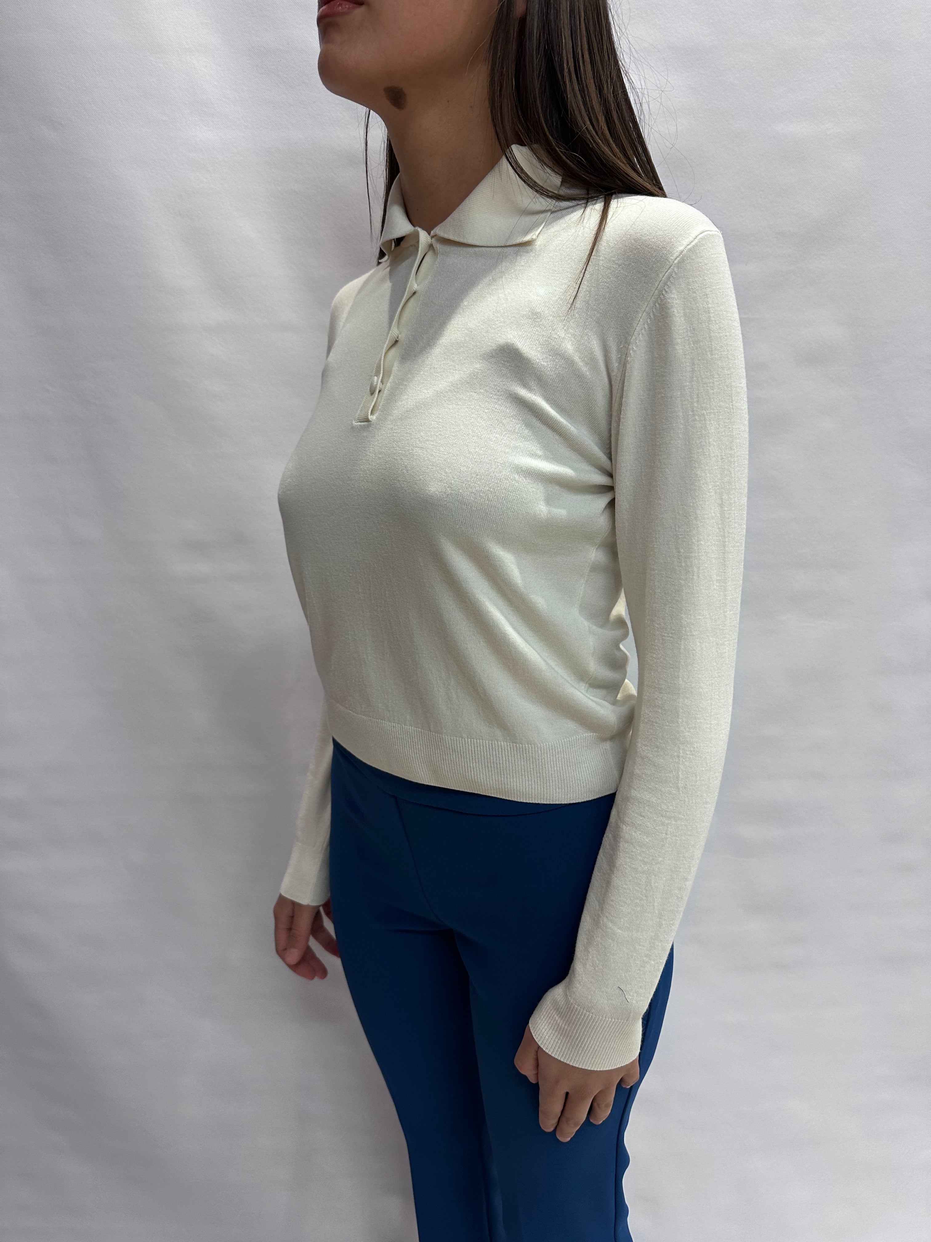 Polo TENSIONE IN in filo, leggera manica lunga e bottoncini - COD: N2803