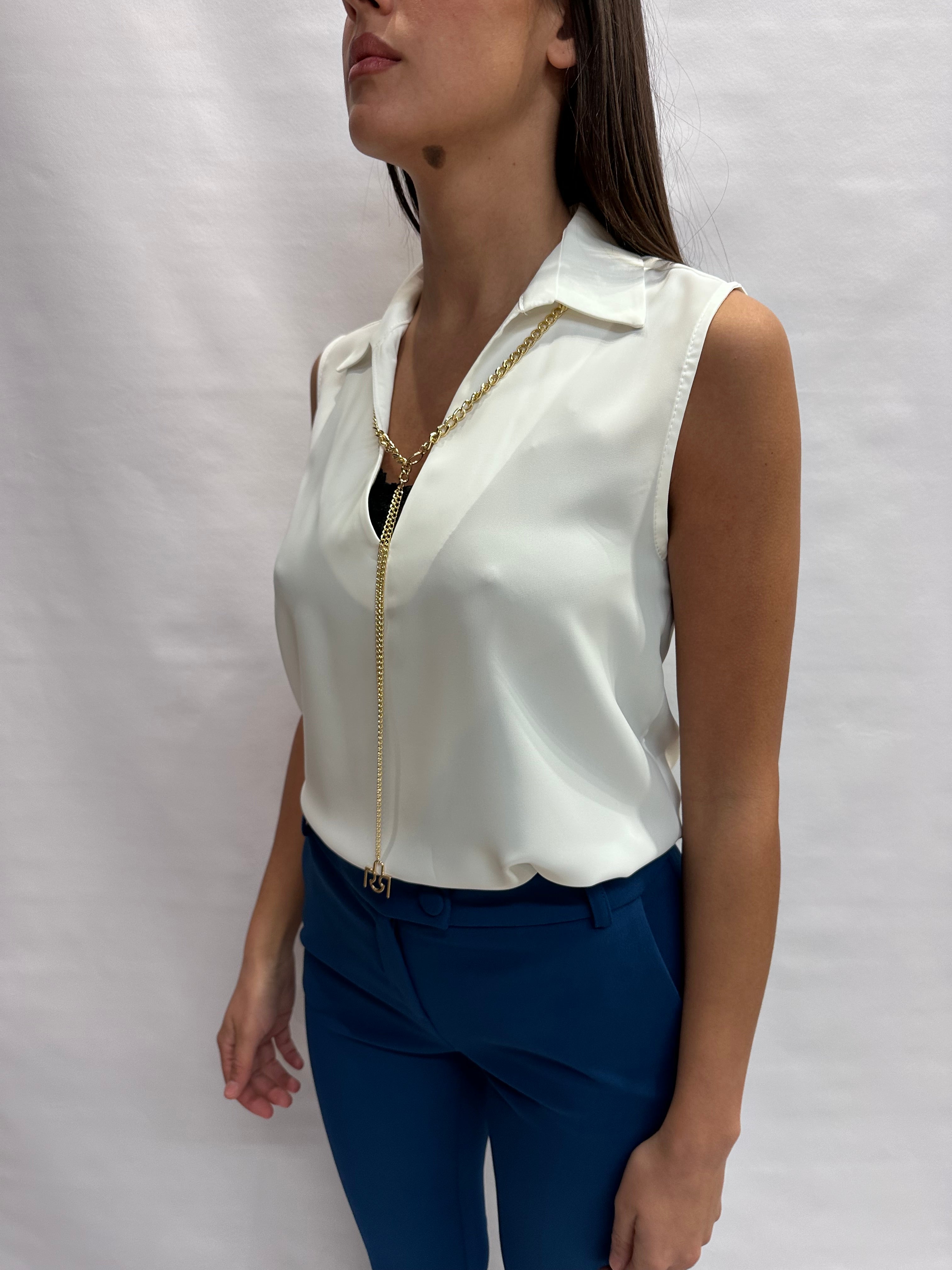 Camicetta RINASCIMENTO smanicata con scollo a "V" e colla in dotazione - Cod: CFC0127446003