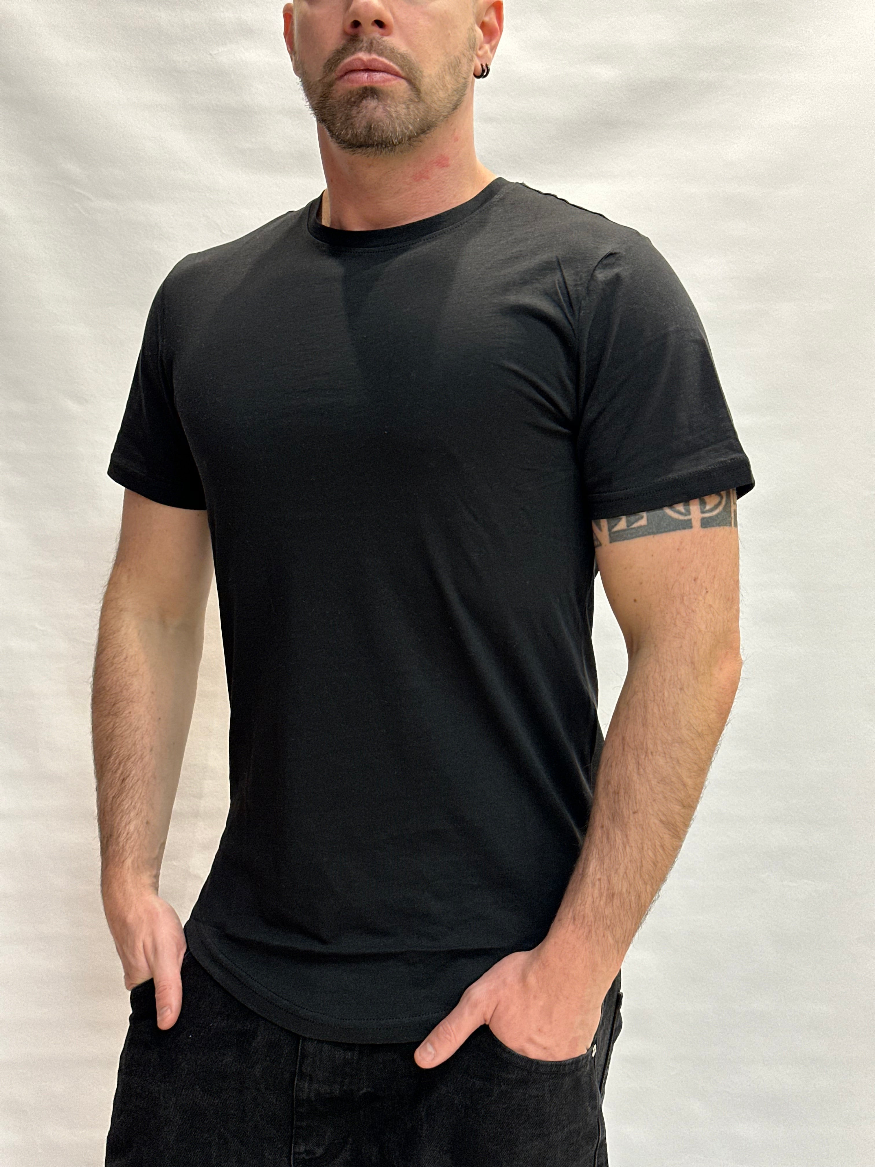 T Shirt BL11 Cotone/Lino regular, girocollo con risvolto sulla manica cucito  - Cod: GOTO