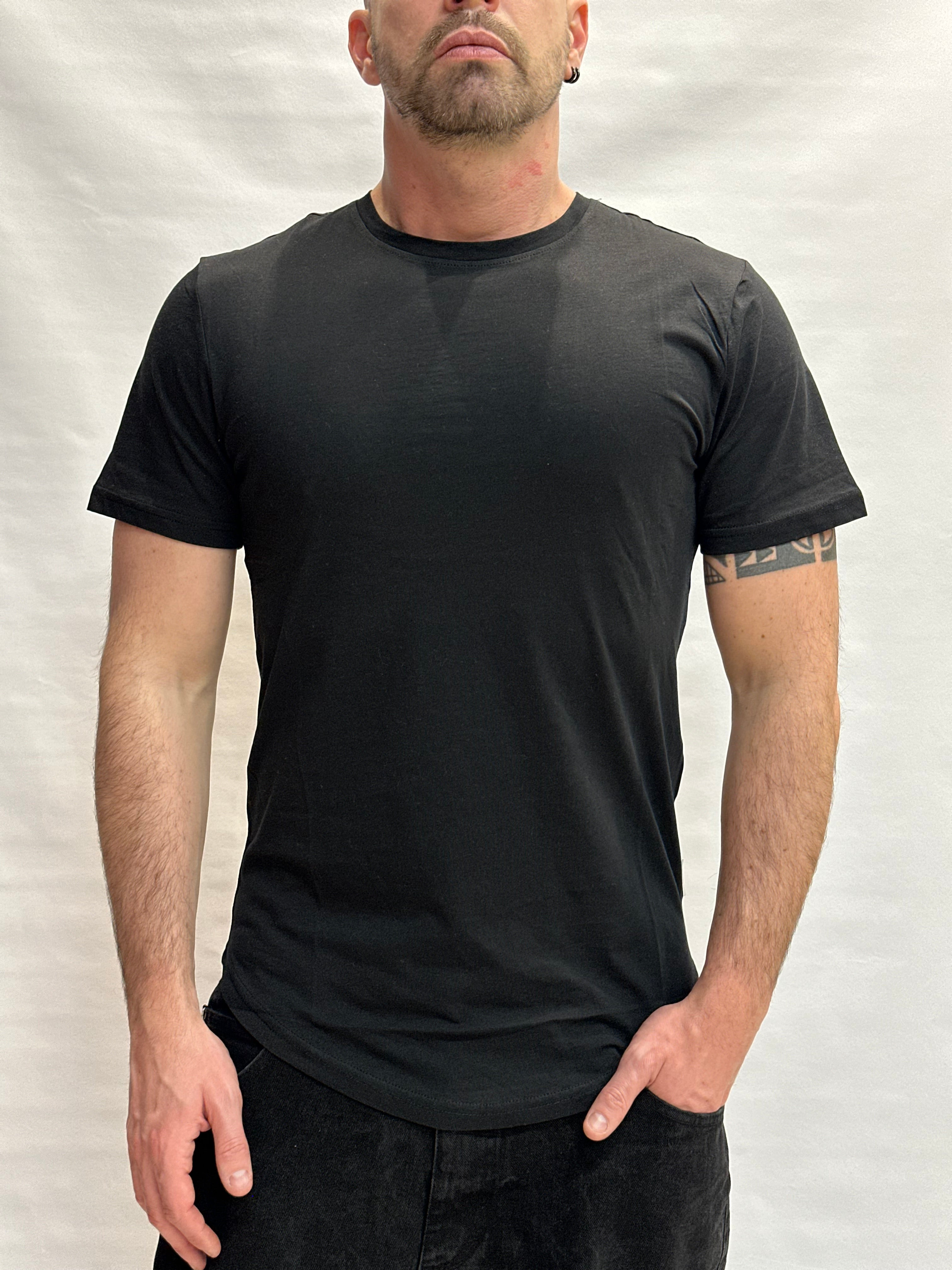 T Shirt BL11 Cotone/Lino regular, girocollo con risvolto sulla manica cucito  - Cod: GOTO