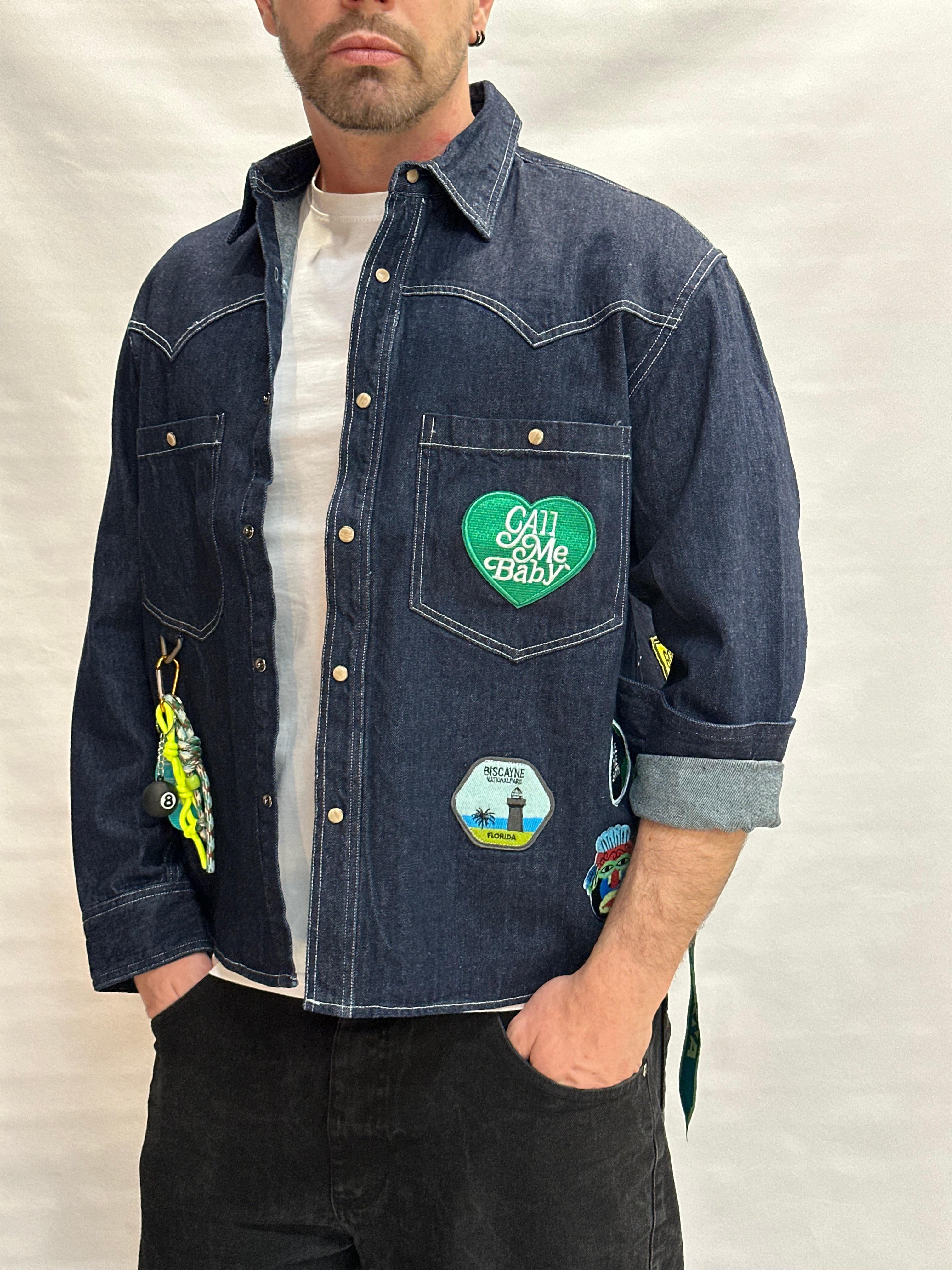 Sahariana BERNA in Jeans con patch sul davanti e sul retro - Cod: 26122830