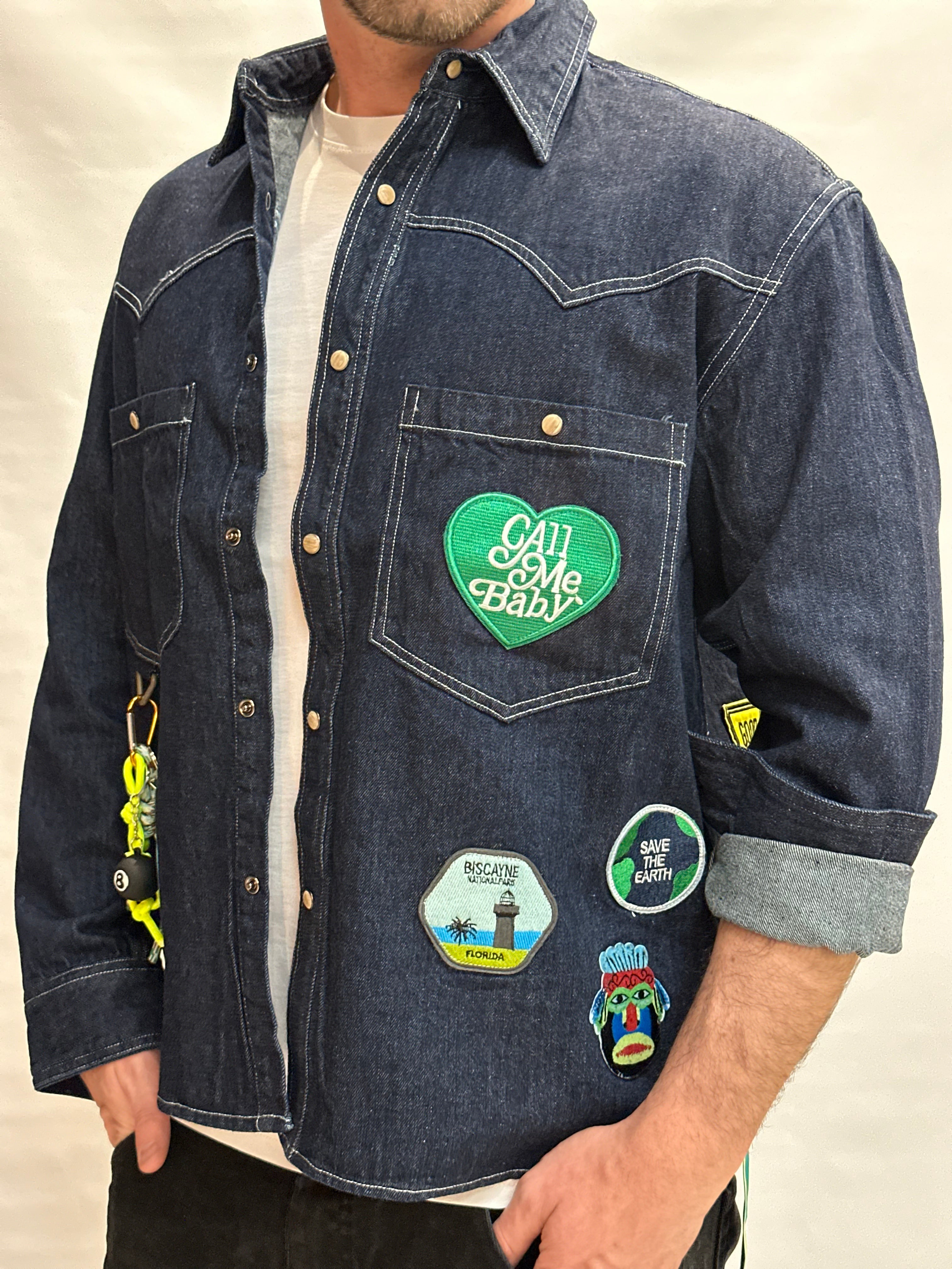 Sahariana BERNA in Jeans con patch sul davanti e sul retro - Cod: 26122830