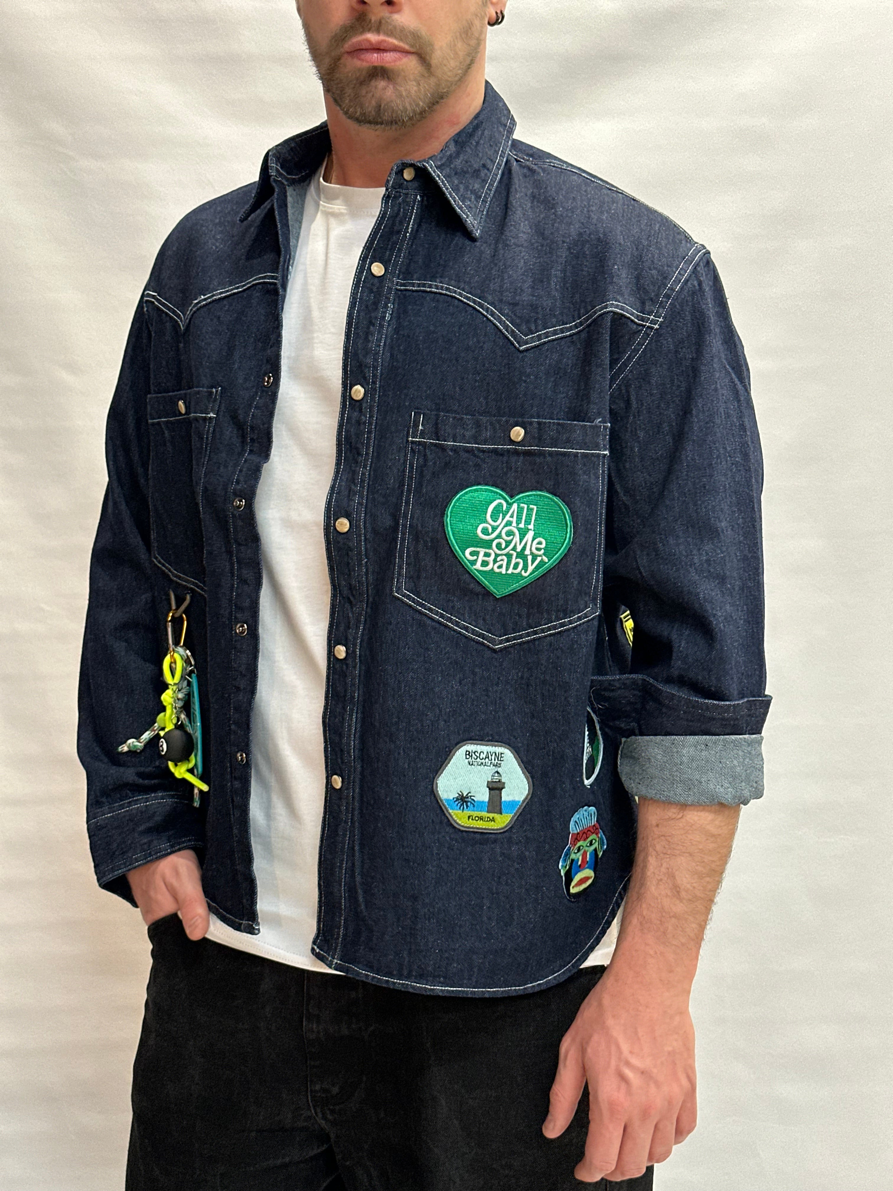 Sahariana BERNA in Jeans con patch sul davanti e sul retro - Cod: 26122830