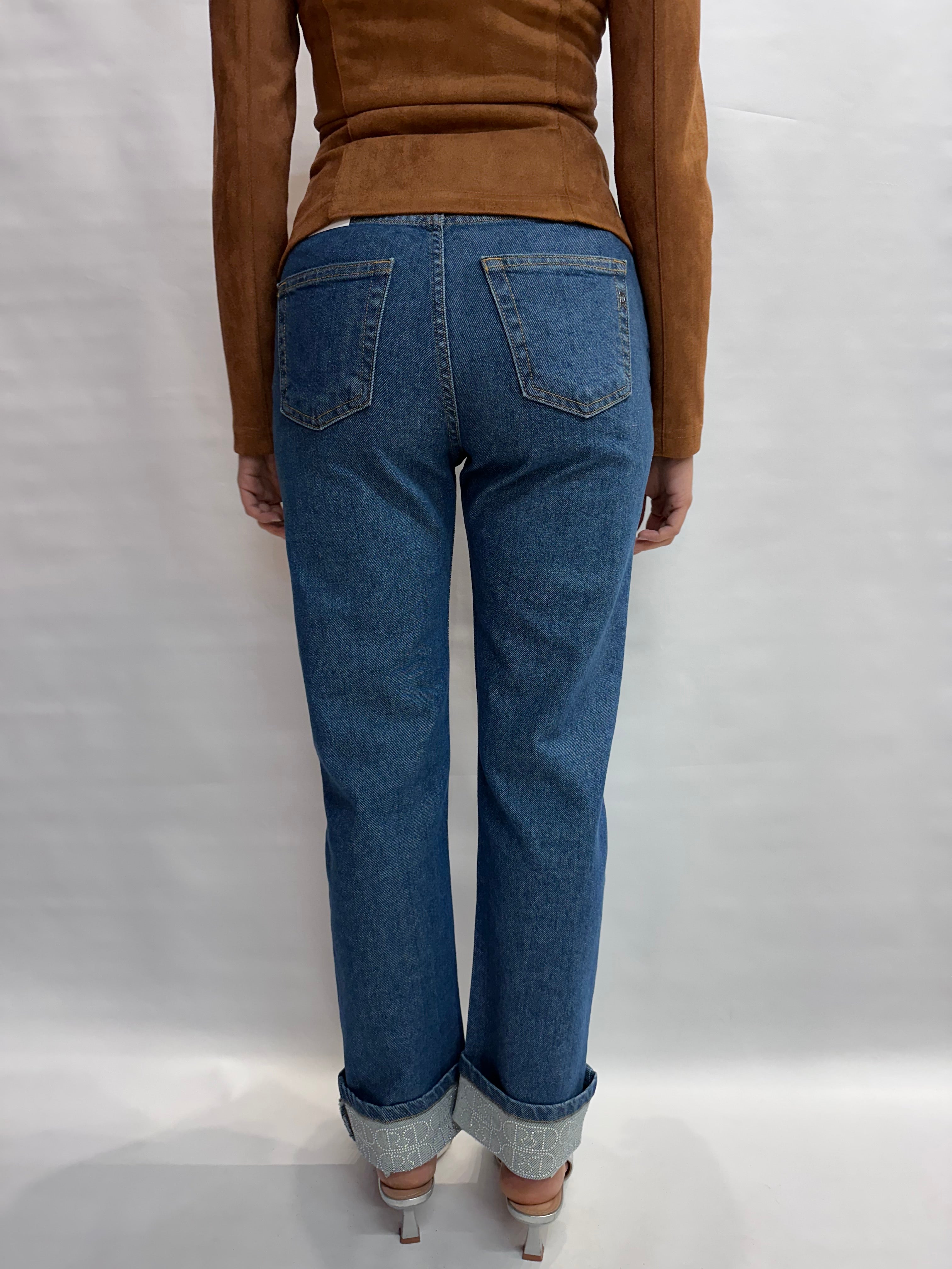 Jeans RINASCIMENTO gamba morbida, risvolto non cucito con punto luce - COD: CFC0127857003