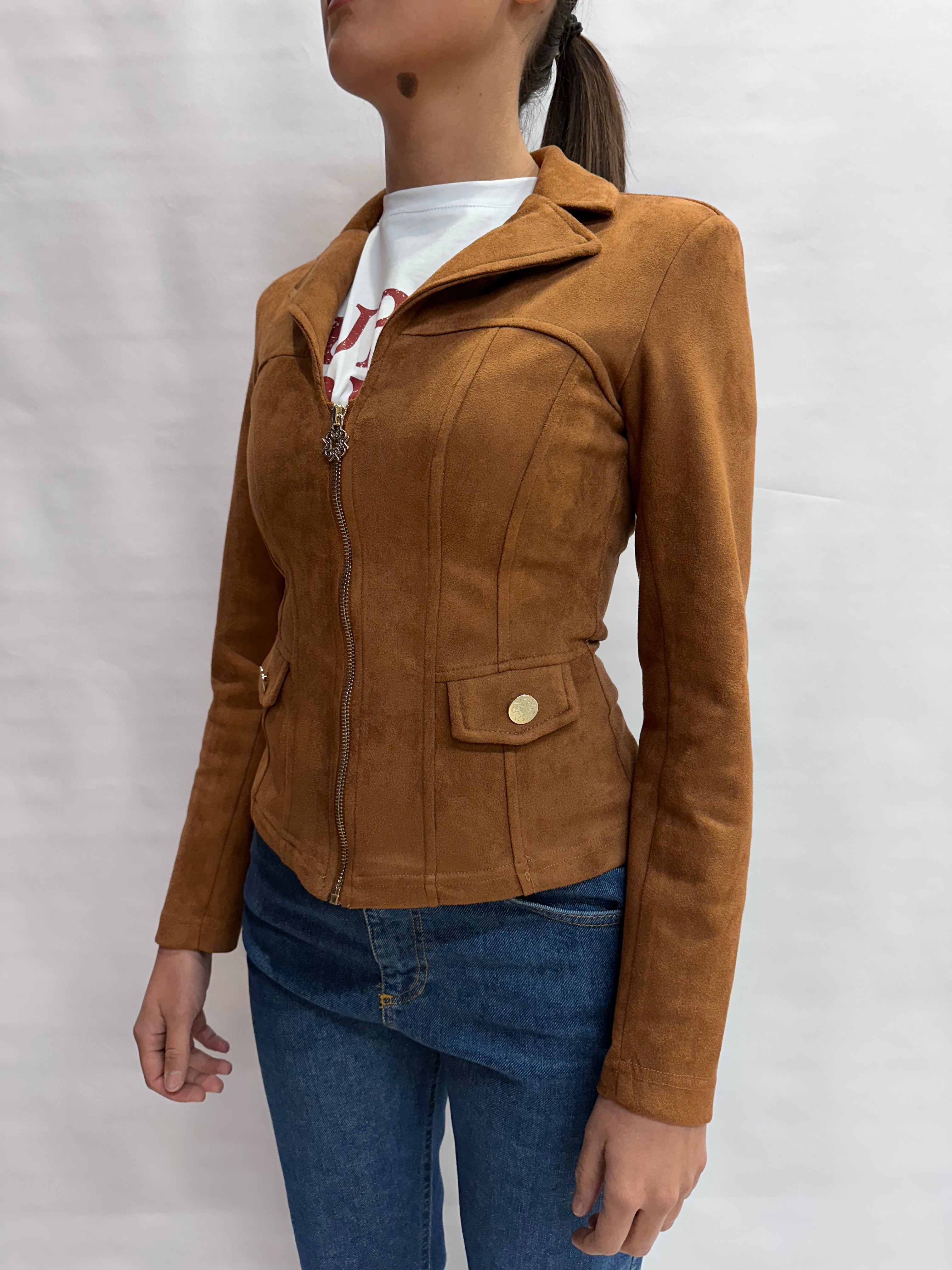 Giubbino RINASCIMENTO in ecopelle scamosciata con chiusura a cerniera - Cod: CFC0127914003