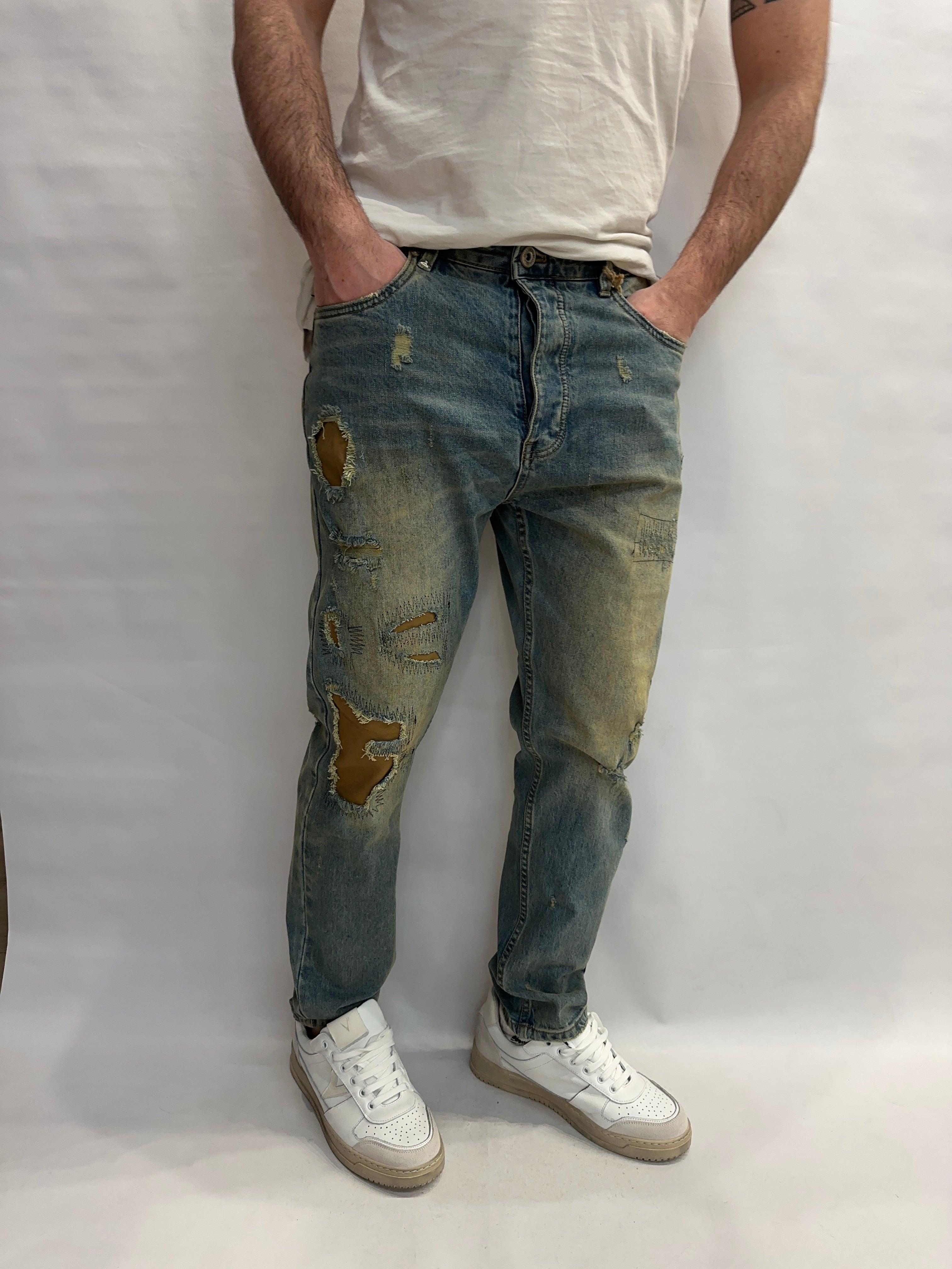 Jeans BERNA modello cropped (ossia morbido di gamba e lunghezza caviglia) color Blu Denim  - COD: 26127930