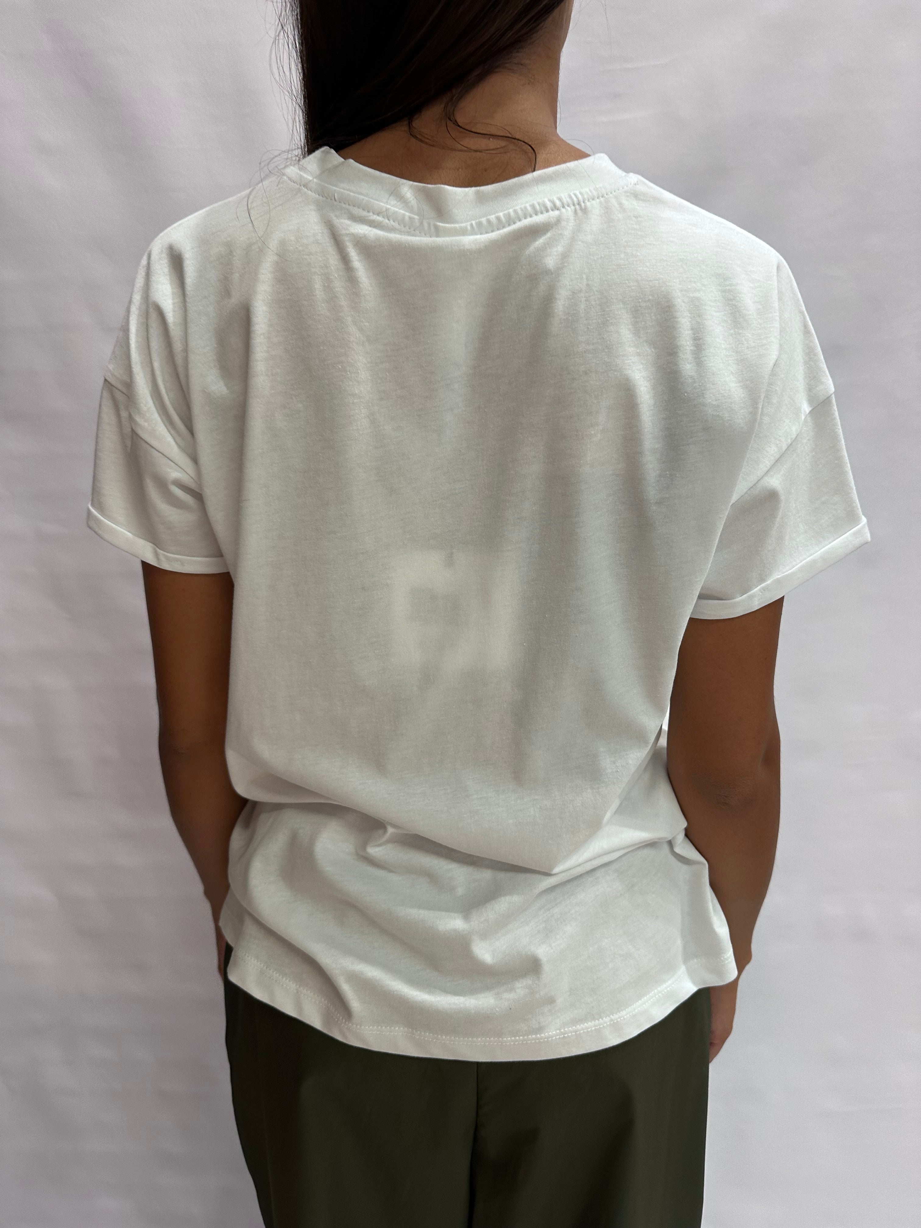 T Shirt TENSIONE IN con taschino mimetico su fondo Bianco - Cod: 26M5228