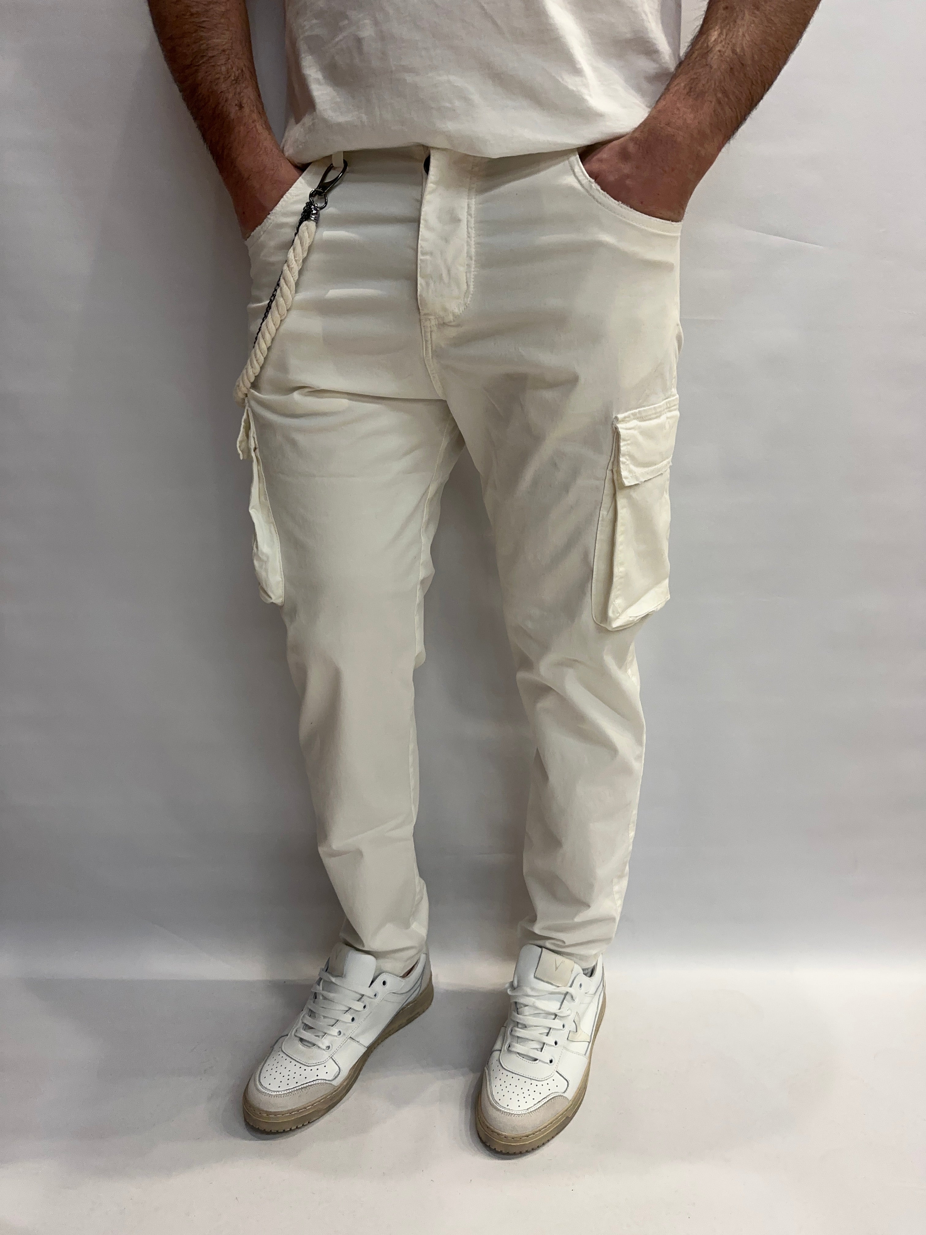 Pantalone XAGON MAN regular cargo con cordoncino e catenella removibili - COD: CR4057