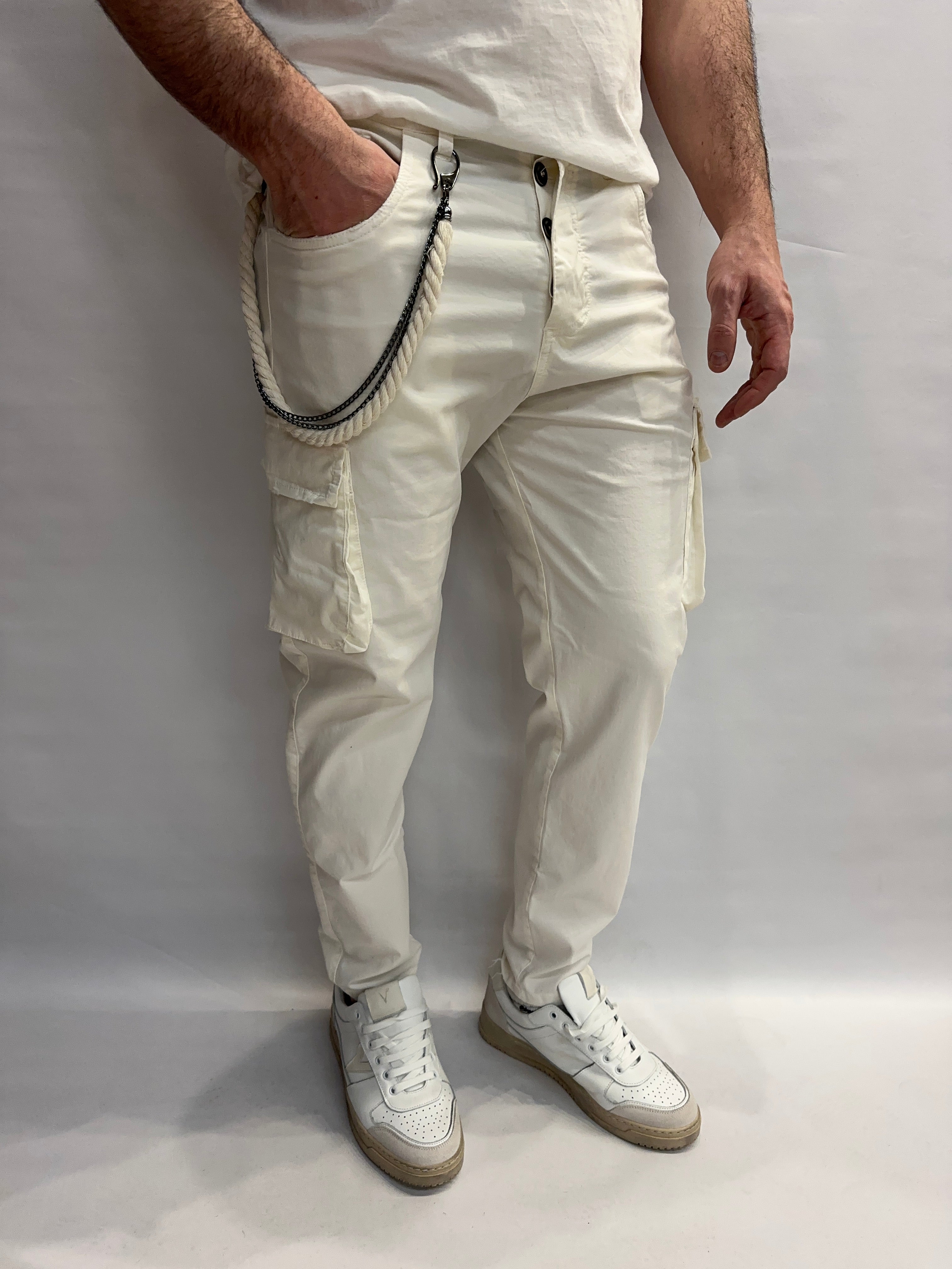 Pantalone XAGON MAN regular cargo con cordoncino e catenella removibili - COD: CR4057