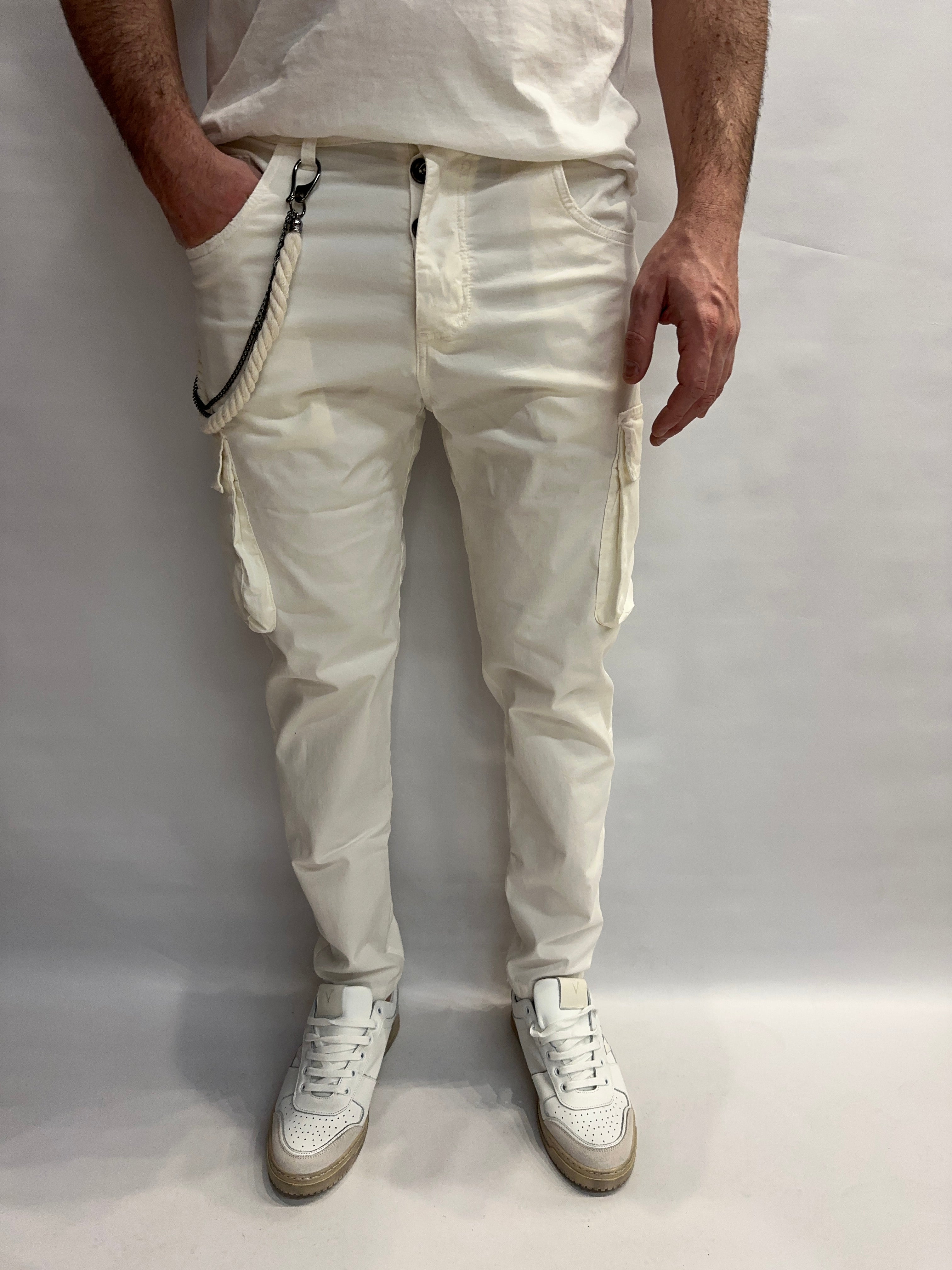 Pantalone XAGON MAN regular cargo con cordoncino e catenella removibili - COD: CR4057