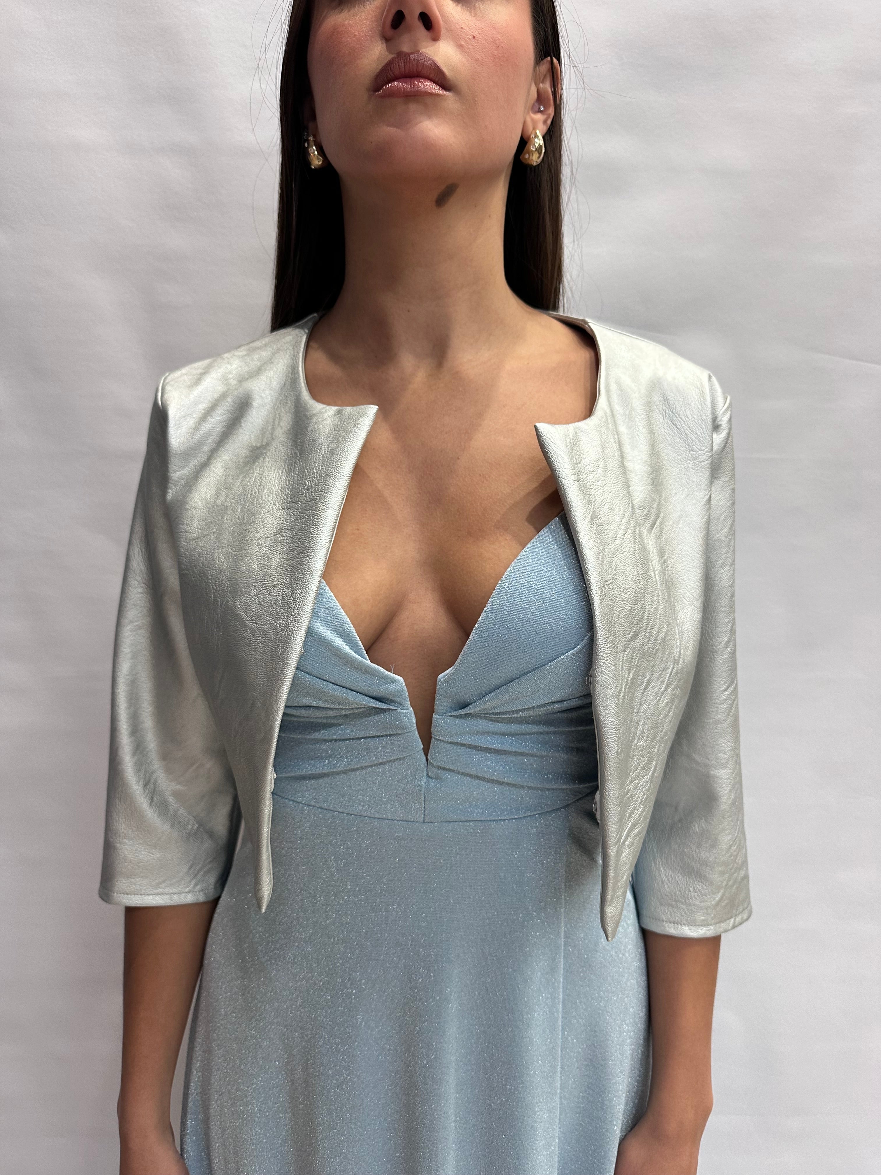 Bolero RINASCIMENTO in ecopelle con chiusura gancini color Argento- Cod: CFC0119831003