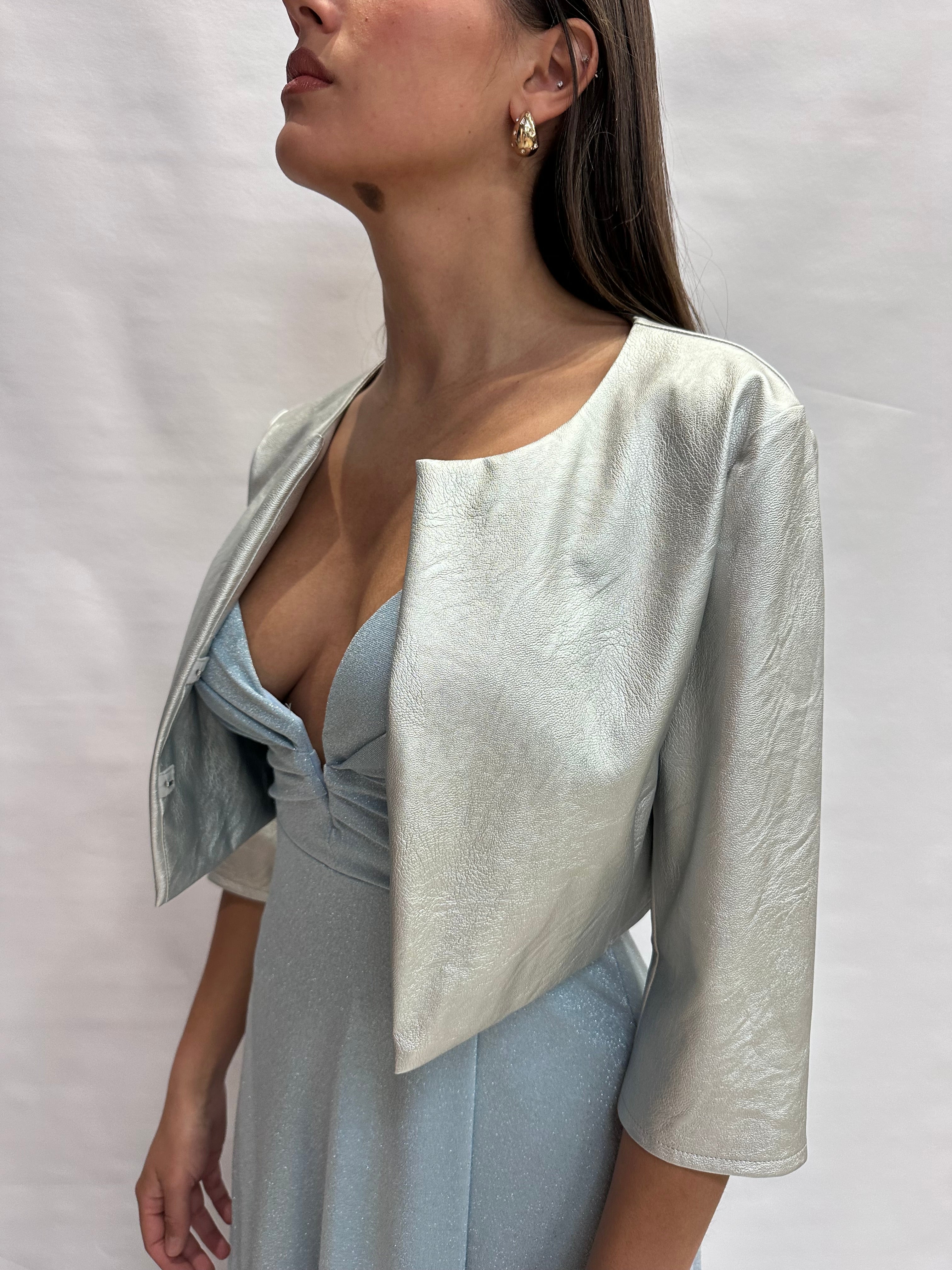 Bolero RINASCIMENTO in ecopelle con chiusura gancini color Argento- Cod: CFC0119831003