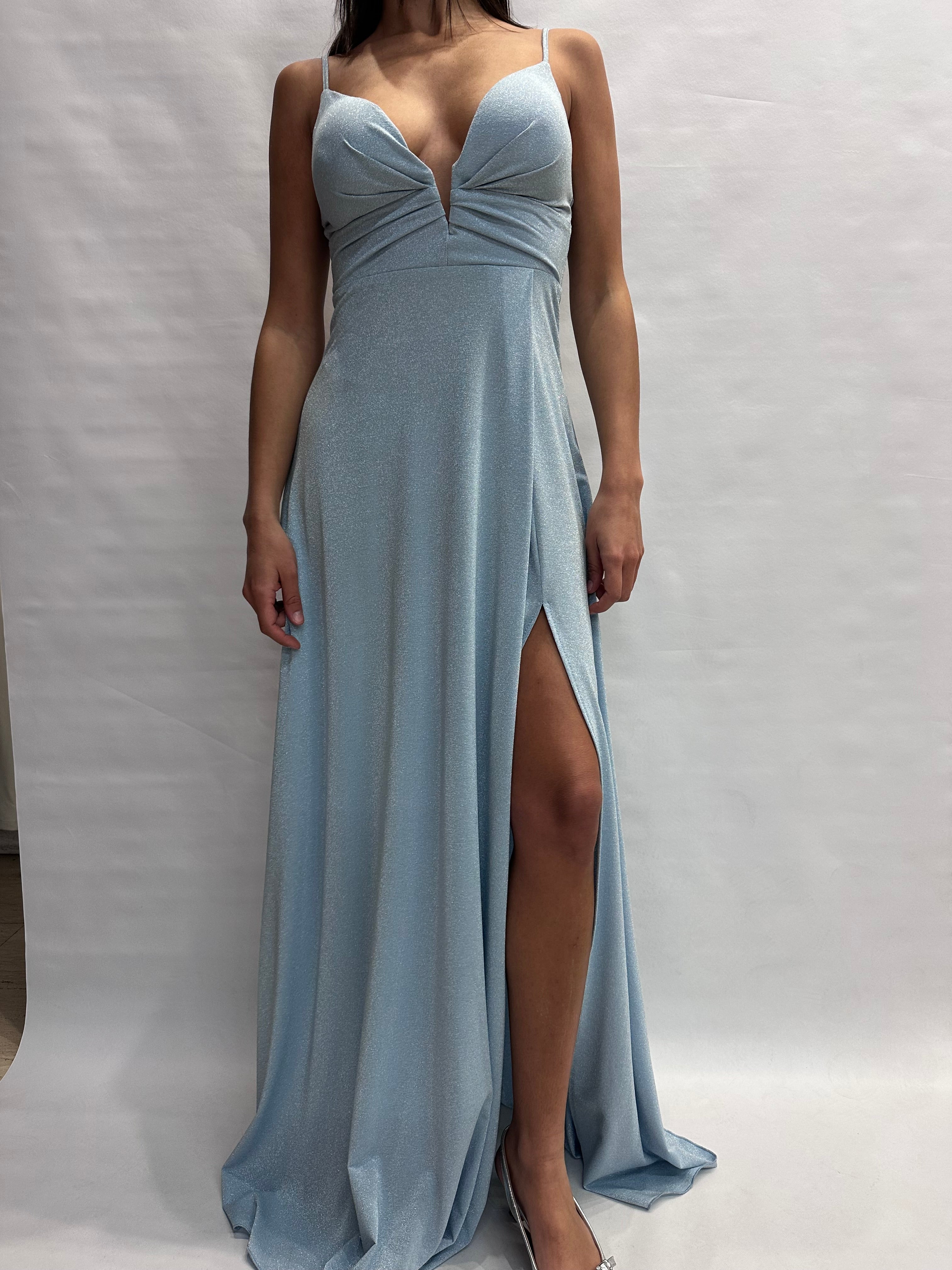 Abito RINASCIMENTO lungo con scollatura ampia, spacco laterale, con punto luce e spalline regolabili - COD: CFC0020249002