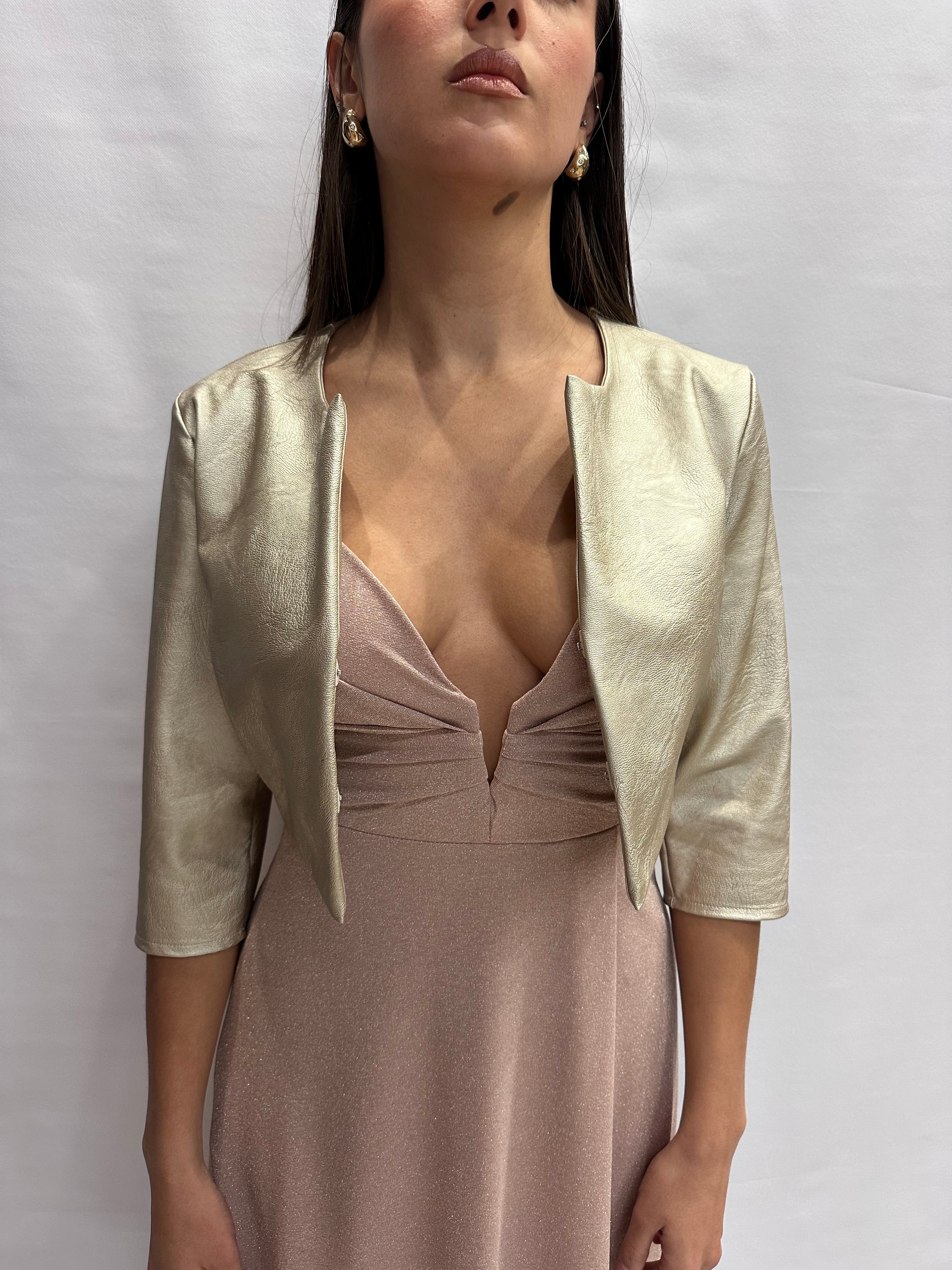 Bolero RINASCIMENTO in ecopelle con chiusura gancini color Argento- Cod: CFC0119831003