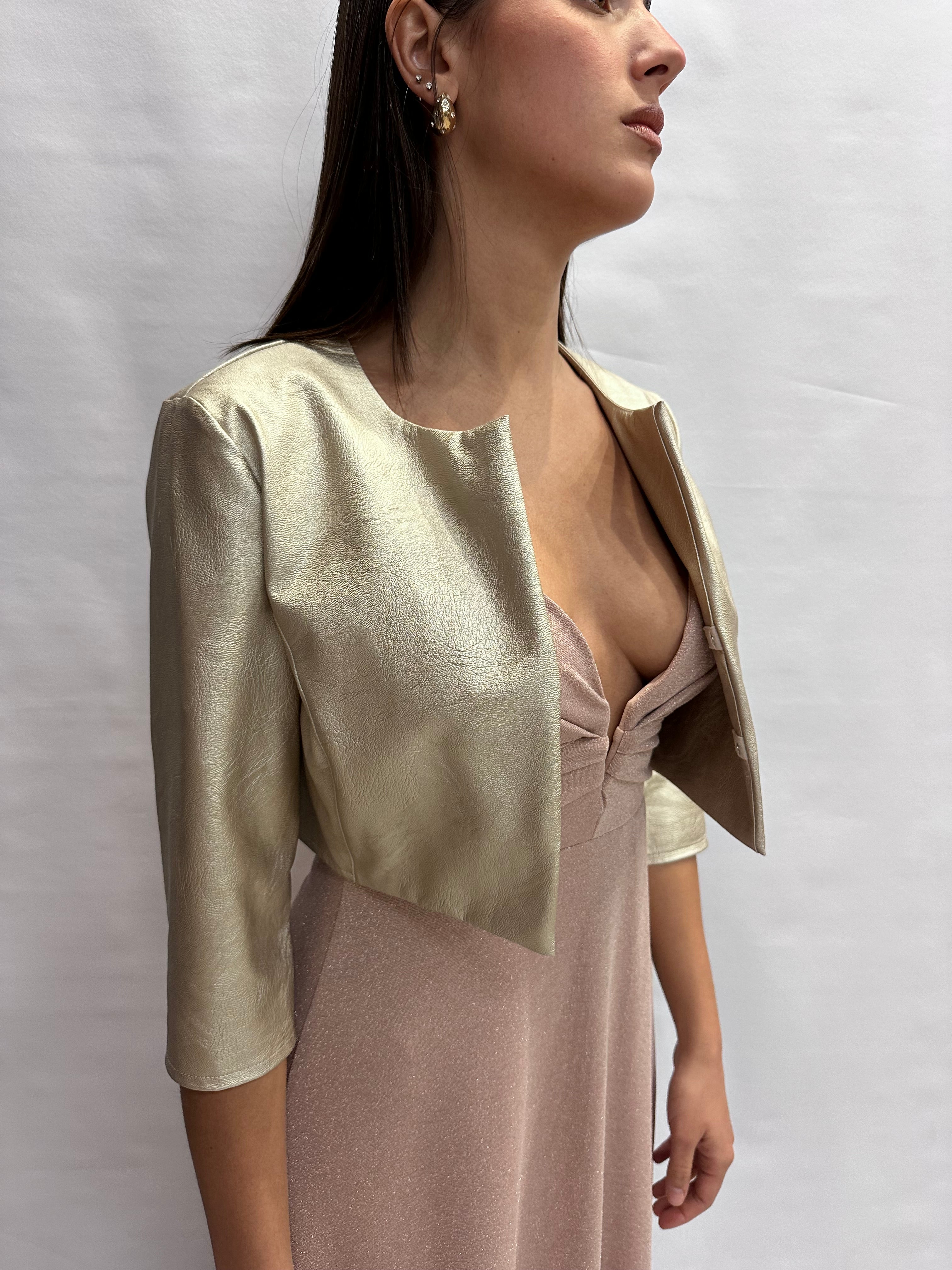 Bolero RINASCIMENTO in ecopelle con chiusura gancini color Argento- Cod: CFC0119831003