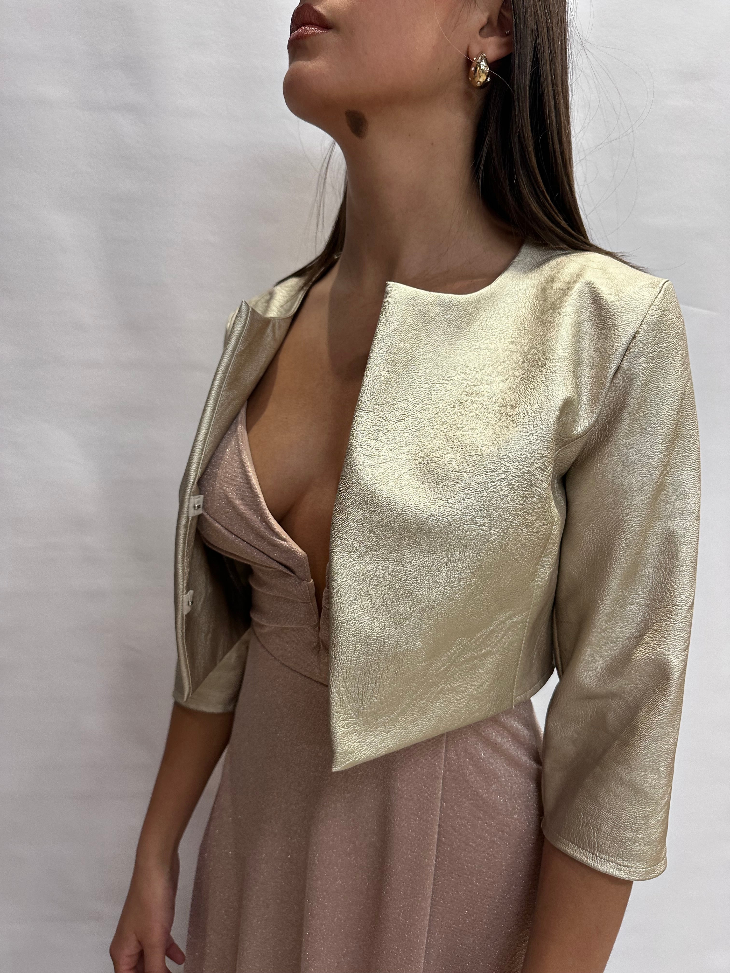 Bolero RINASCIMENTO in ecopelle con chiusura gancini color Oro- Cod: CFC0119831003