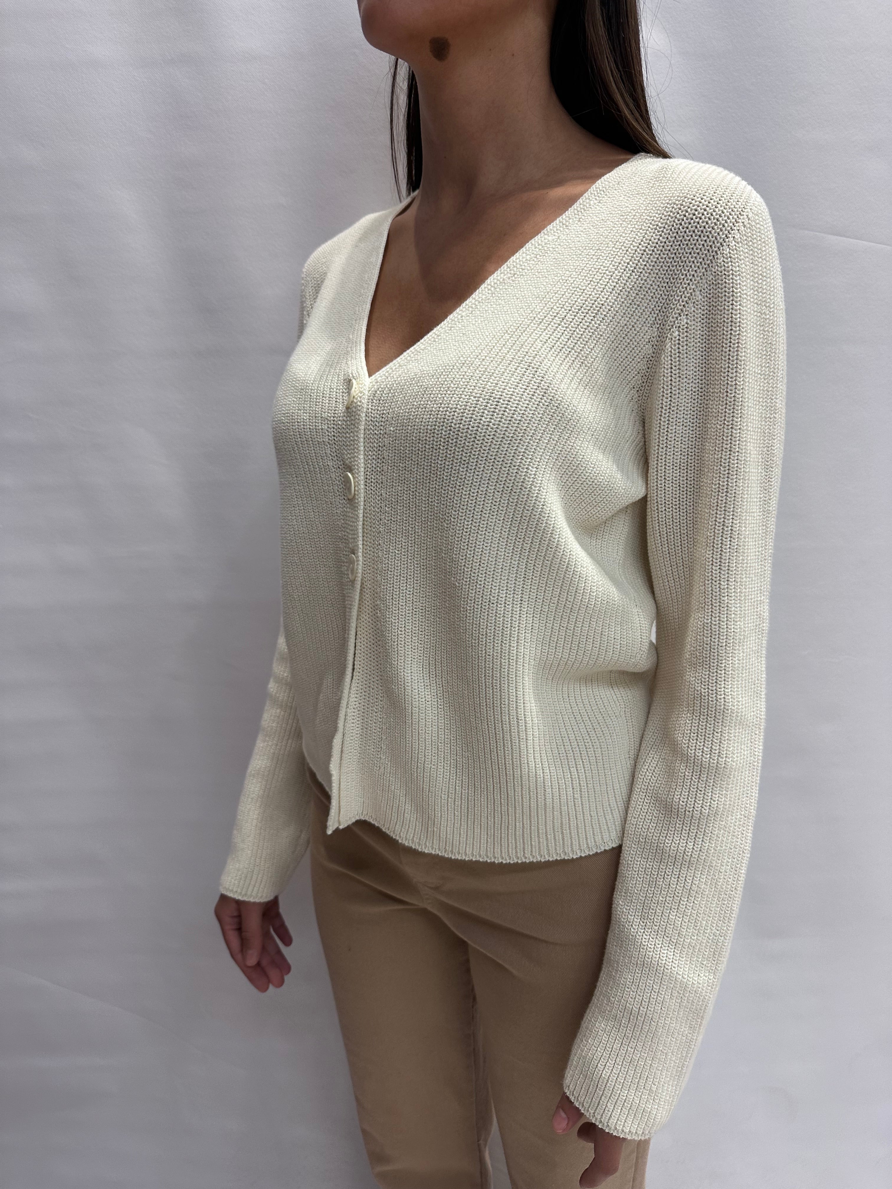 Cardigan TENSIONE IN taglio giacca con chiusura a bottoni centrali e scollo a "V"- COD: 16044