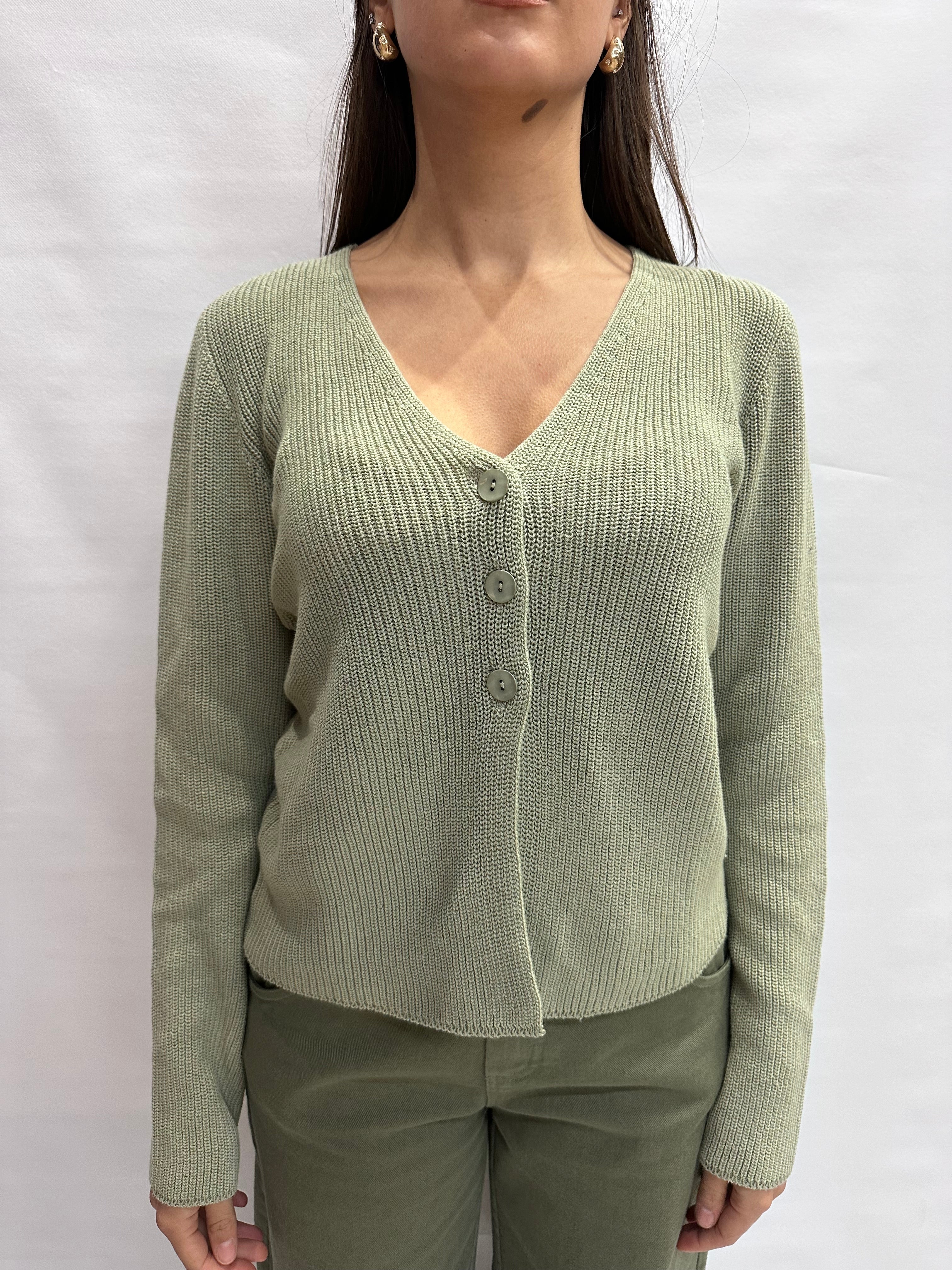 Cardigan TENSIONE IN taglio giacca con chiusura a bottoni centrali e scollo a "V"- COD: 16044