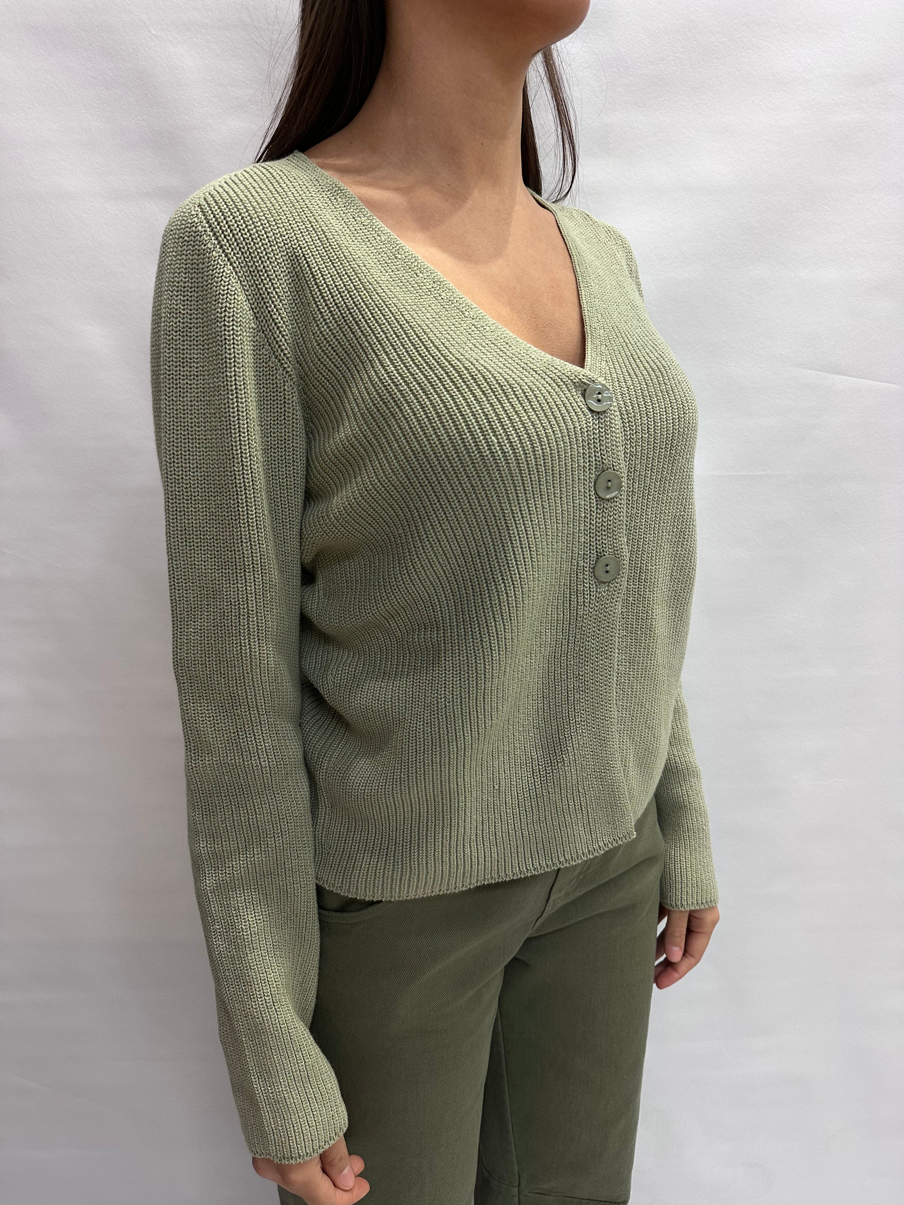 Cardigan TENSIONE IN taglio giacca con chiusura a bottoni centrali e scollo a "V"- COD: 16044