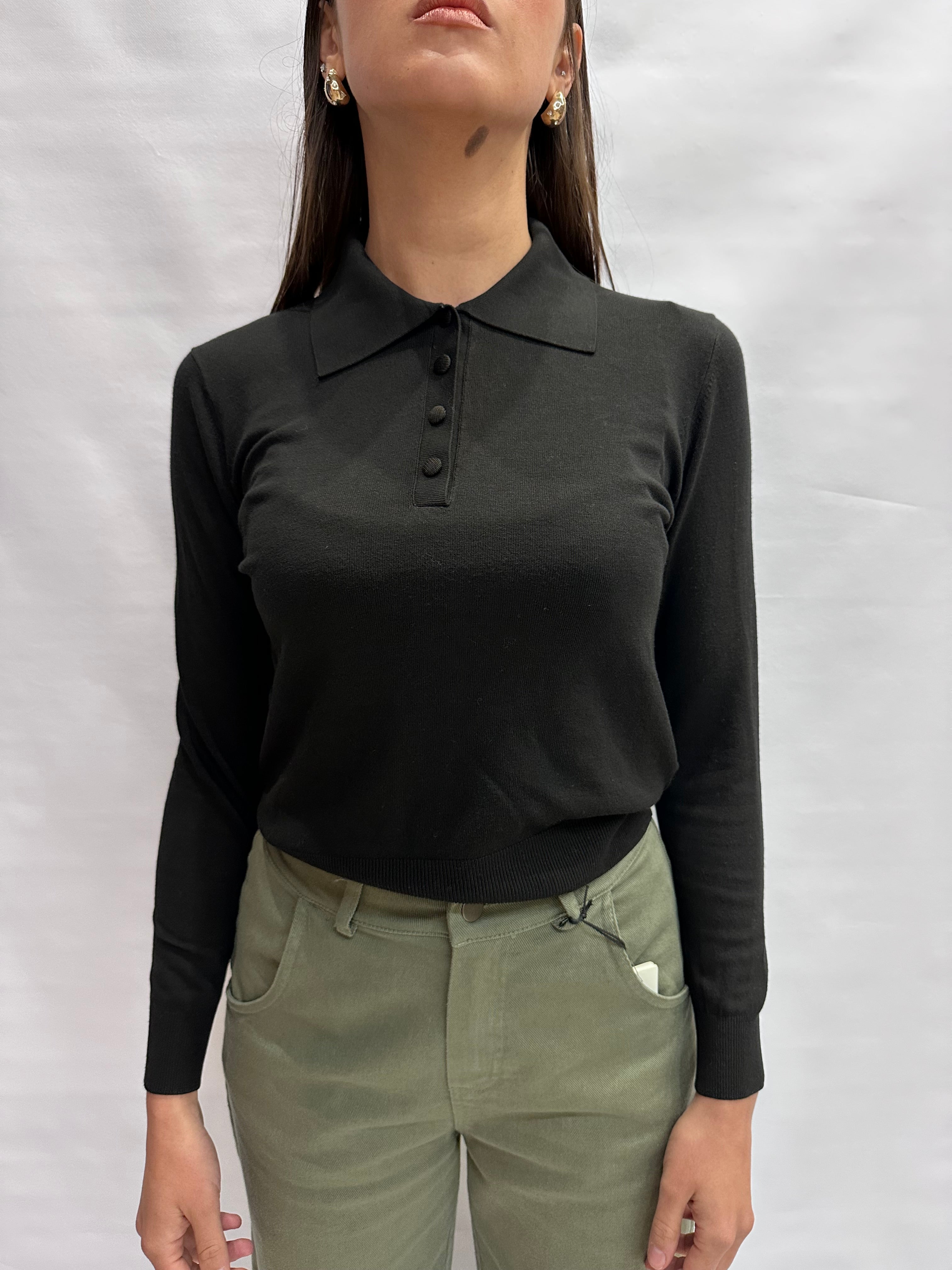 Polo TENSIONE IN in filo, leggera manica lunga e bottoncini - COD: N2803