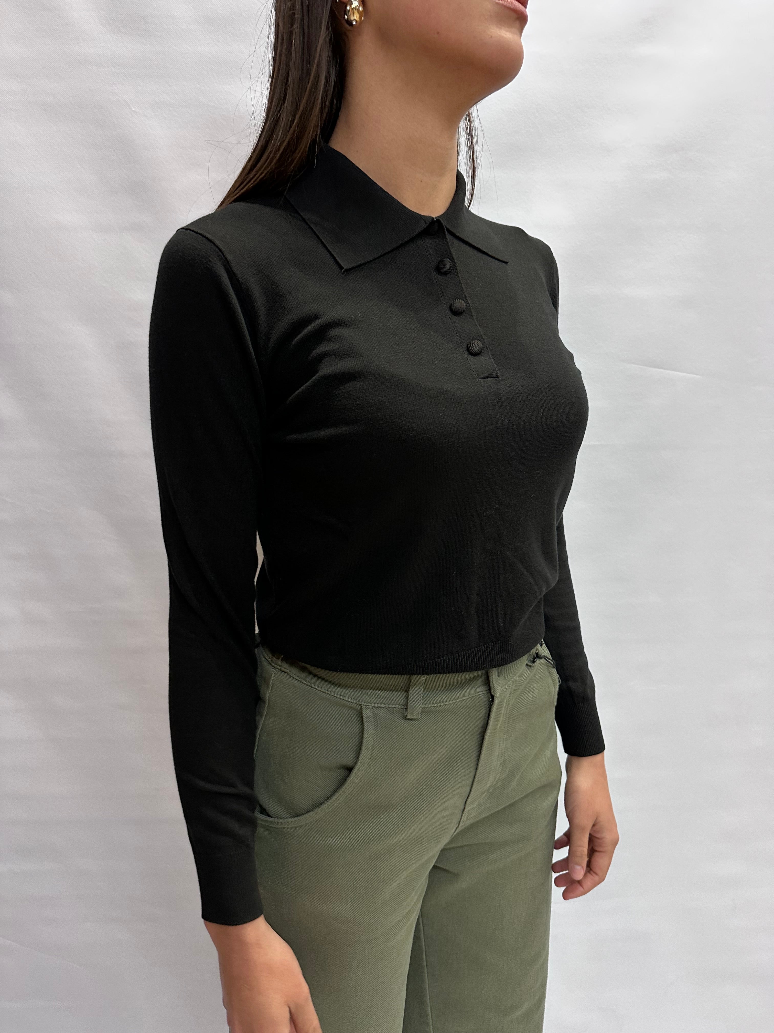 Polo TENSIONE IN in filo, leggera manica lunga e bottoncini - COD: N2803