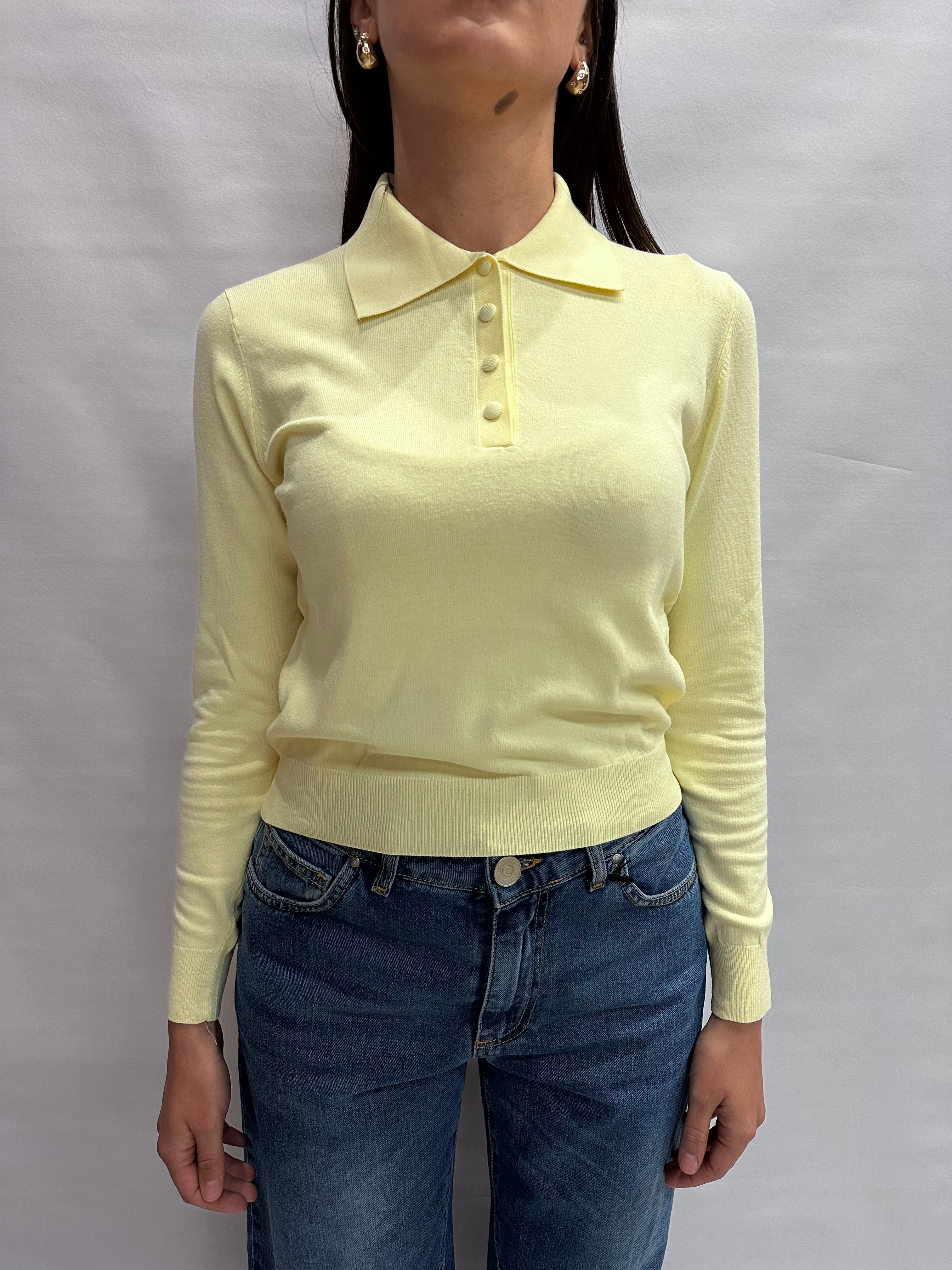 Polo TENSIONE IN in filo, leggera manica lunga e bottoncini - COD: N2803