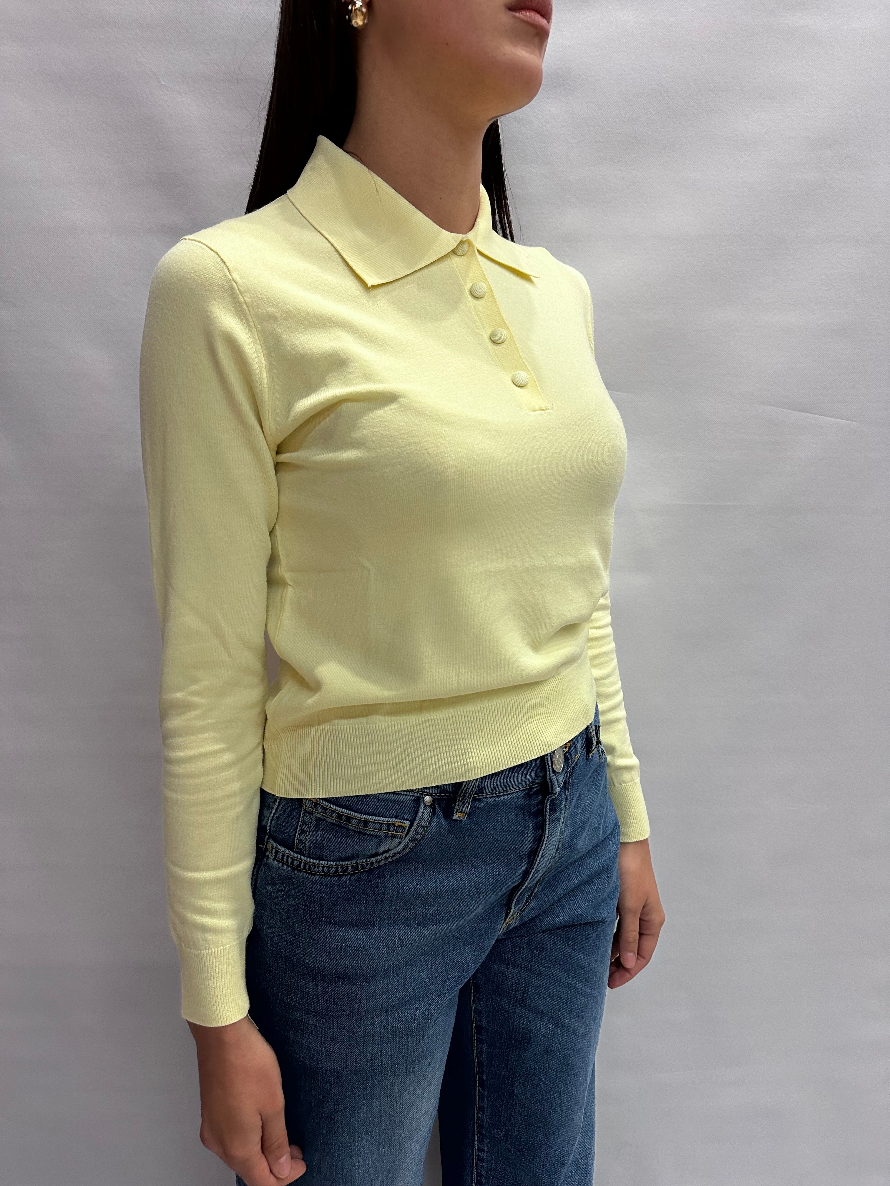 Polo TENSIONE IN in filo, leggera manica lunga e bottoncini - COD: N2803