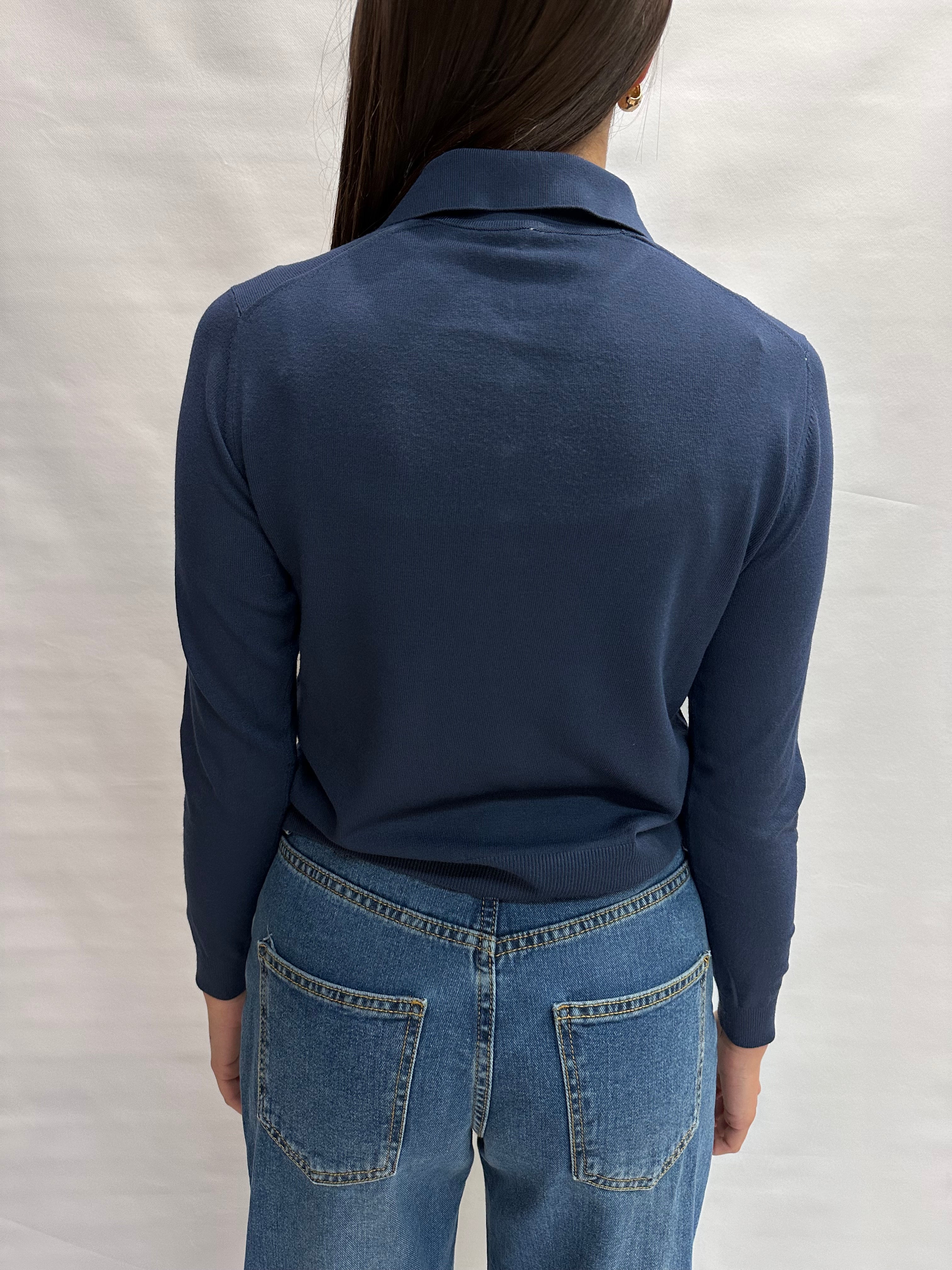 Polo TENSIONE IN in filo, leggera manica lunga e bottoncini - COD: N2803