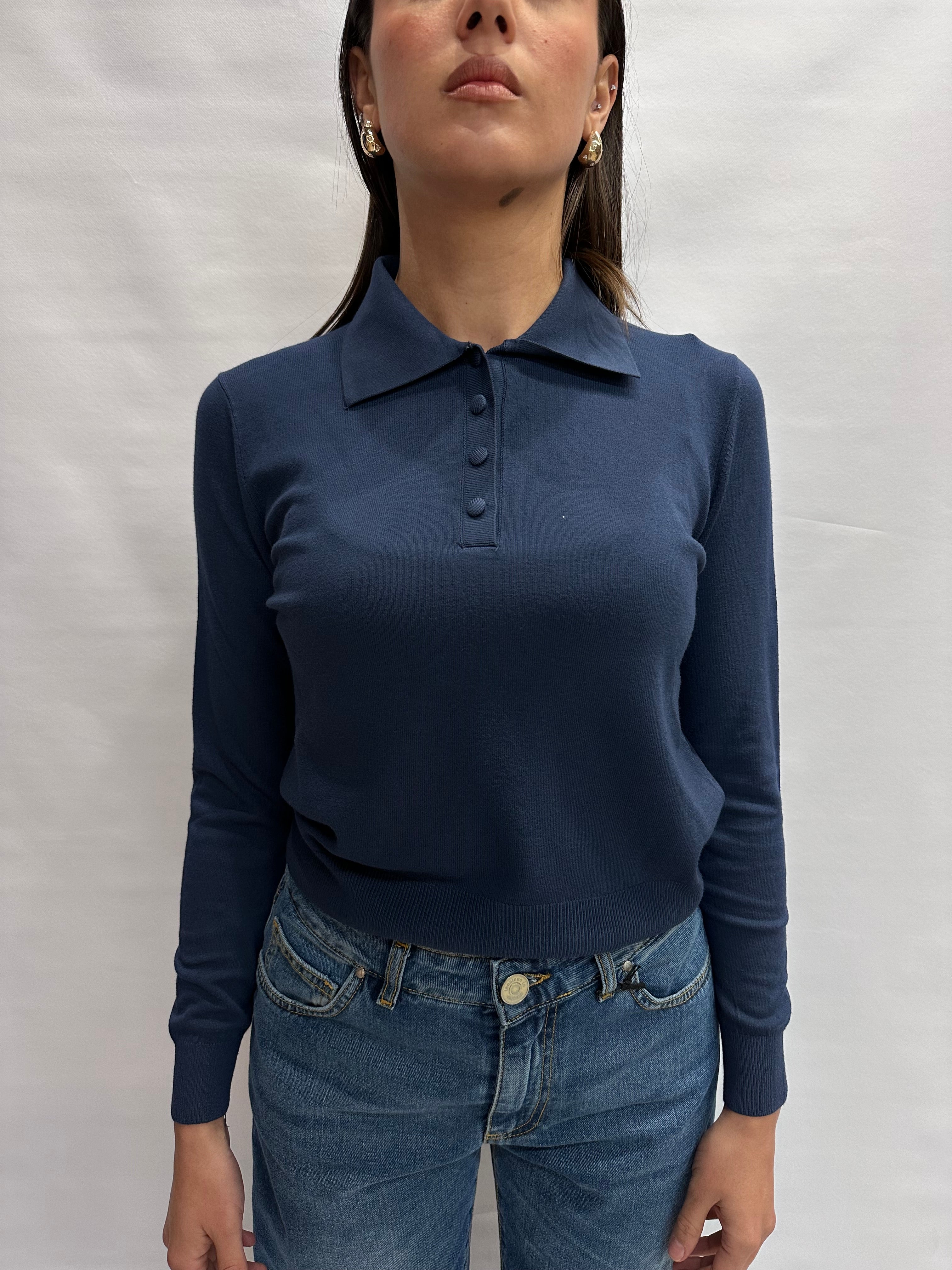 Polo TENSIONE IN in filo, leggera manica lunga e bottoncini - COD: N2803