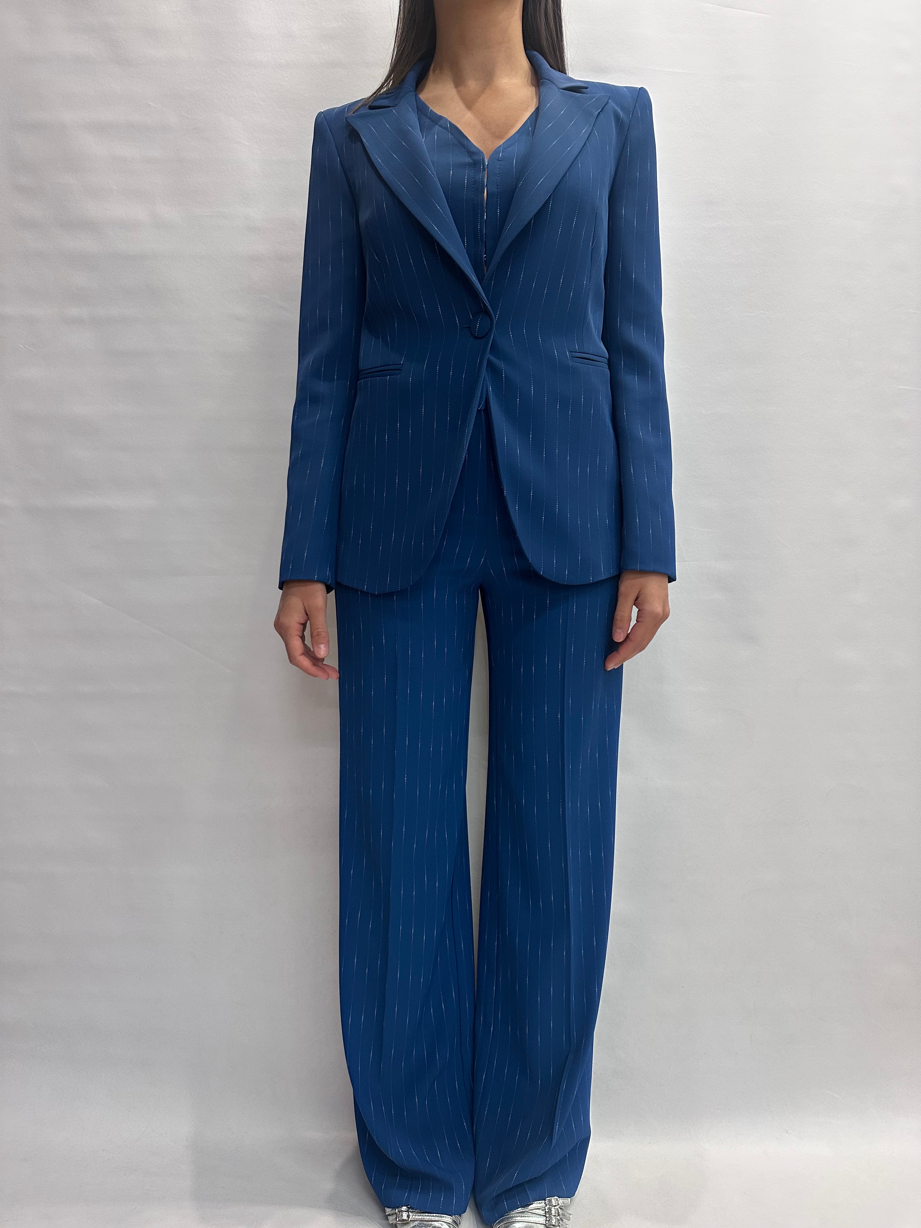 Coordinato RINASCIMENTO gessato in tessuto fluido comprensivo di pantalone, gilet e giacca, COD: CFC0128021003 e CFC0128030003 e CFC0128027003