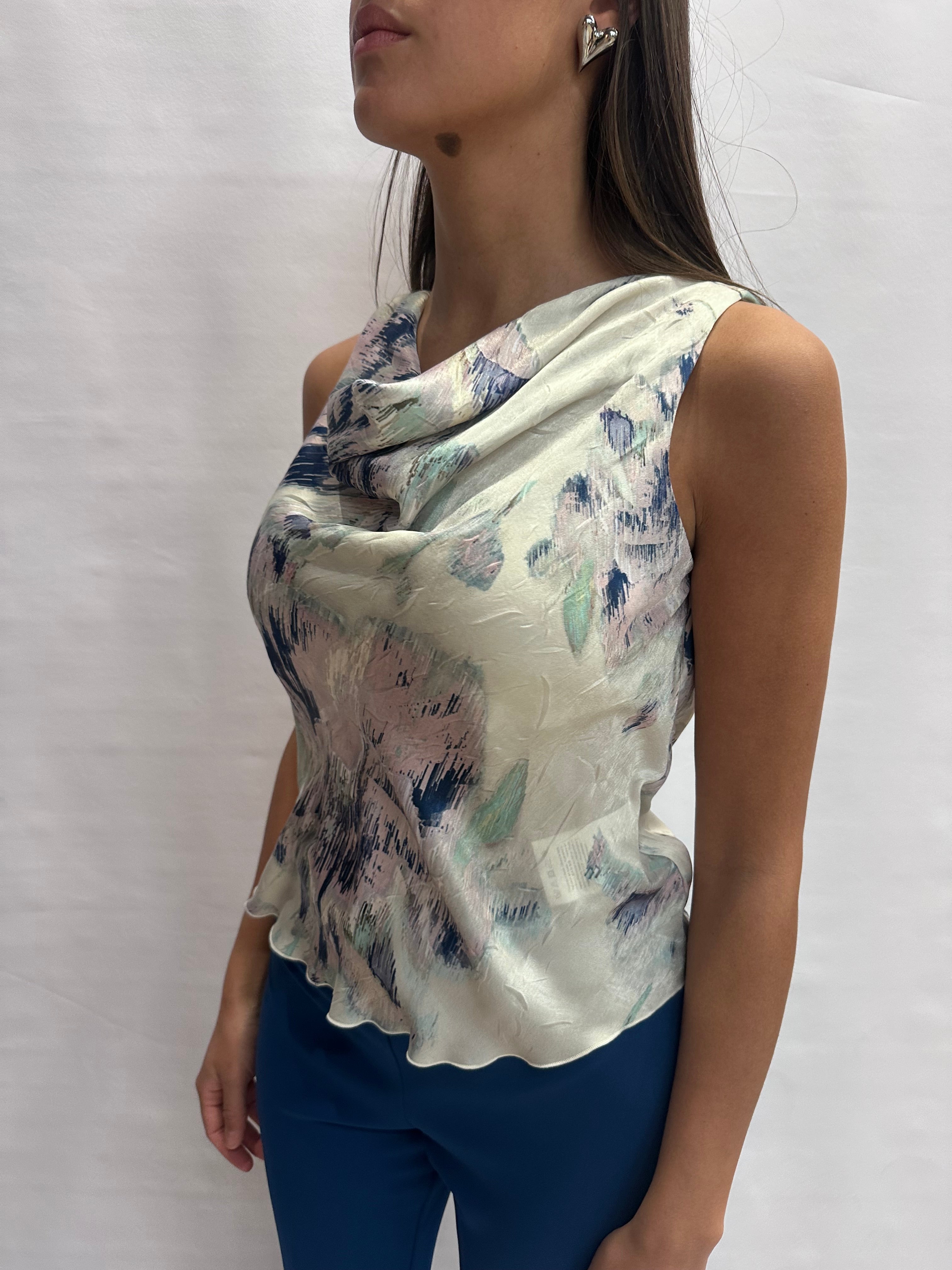 Camicetta RINASCIMENTO smanicata in trama floreale - Cod: CFC0127653003