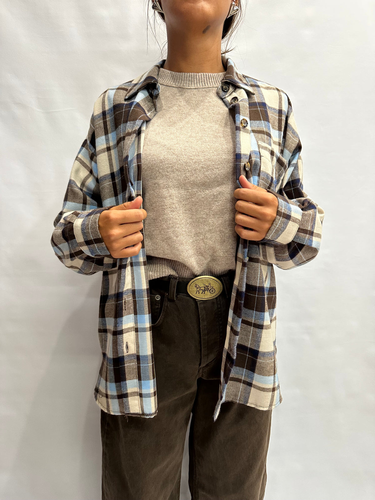 Camicia TENSIONE IN morbida con trama scozzese e taschino frontale ricamato - Cod: W26C400