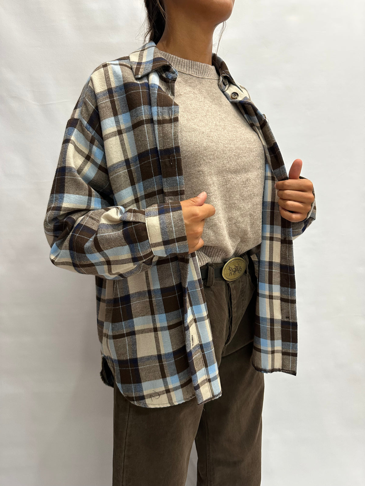 Camicia TENSIONE IN morbida con trama scozzese e taschino frontale ricamato - Cod: W26C400