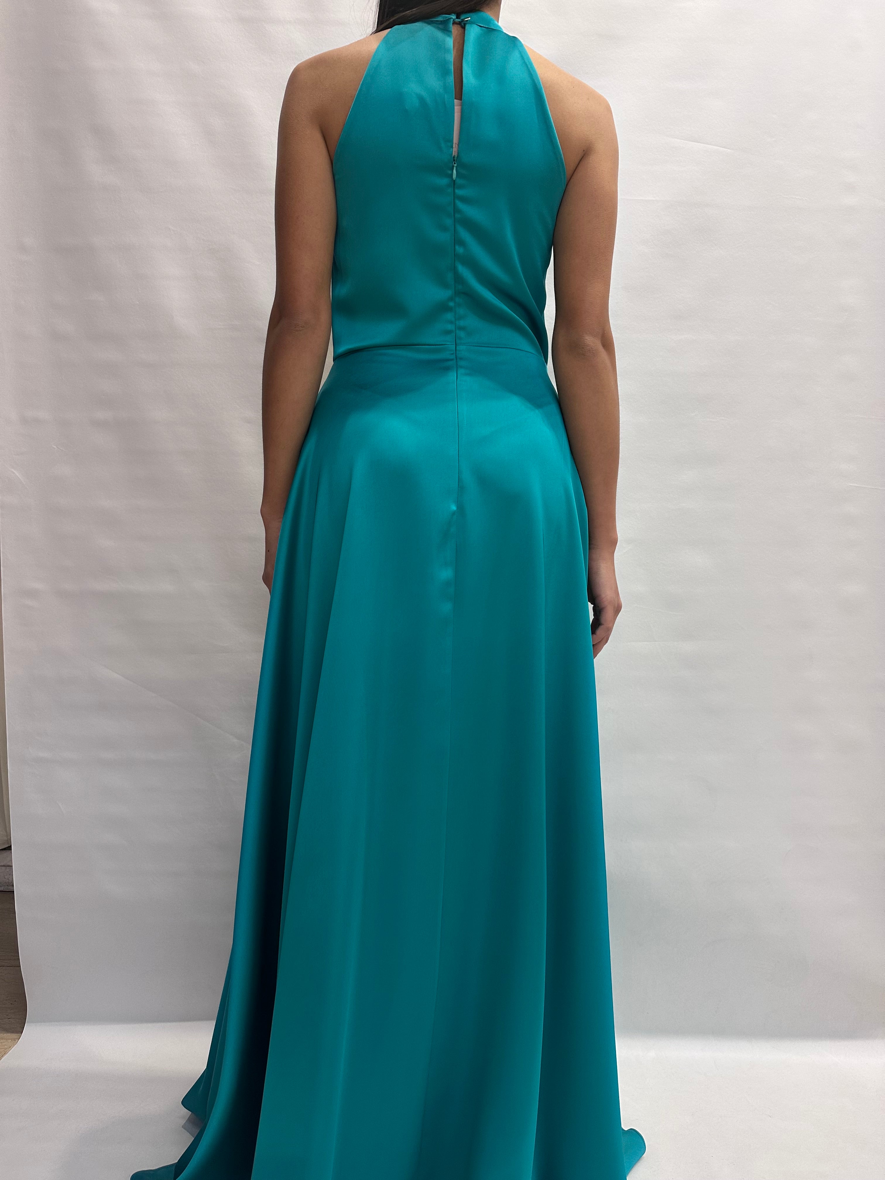 Abito RINASCIMENTO lungo in raso con scollo all'americana, spacco a sinistra - COD: CFC0127814003