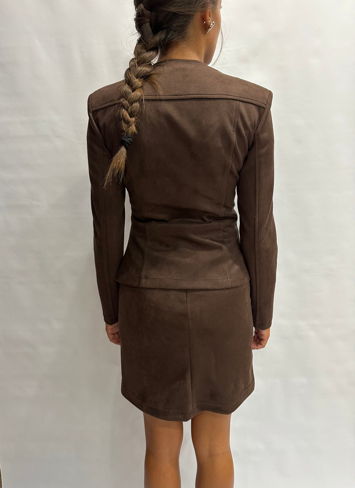 Coordinato RINASCIMENTO composto da gonna e giubbino/giacca in ecopelle scamosciata - Cod: CFC0130676003 e CFC0130583003