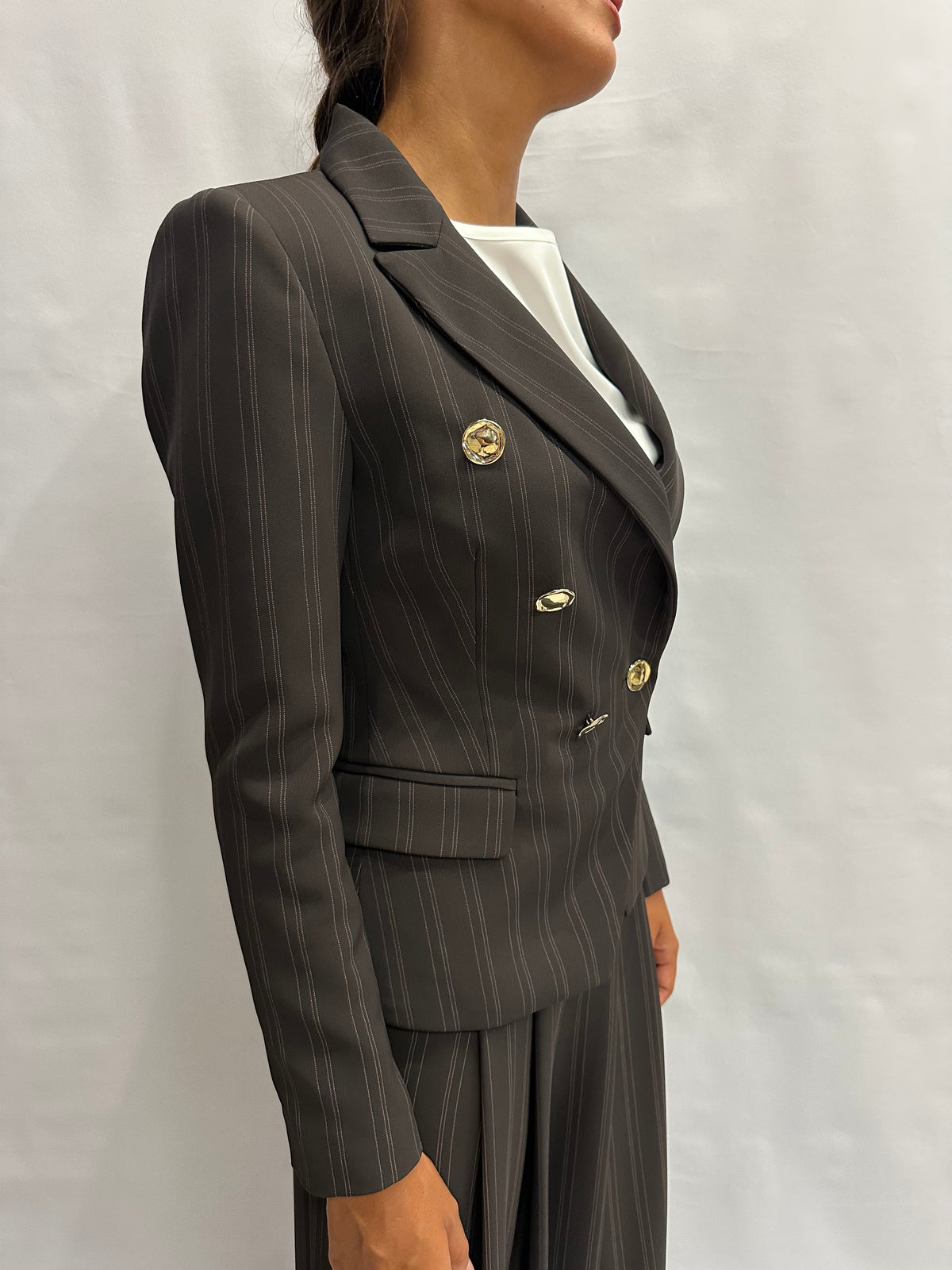 Coordinato RINASCIMENTO gessato in tessuto fluido, COD:CFC0130474003  e  CFC0130476003