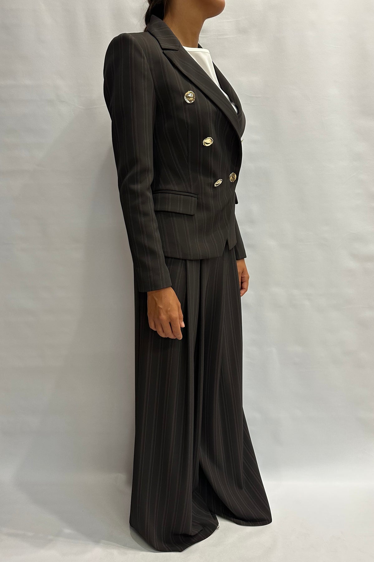 Coordinato RINASCIMENTO gessato in tessuto fluido, COD:CFC0130474003  e  CFC0130476003