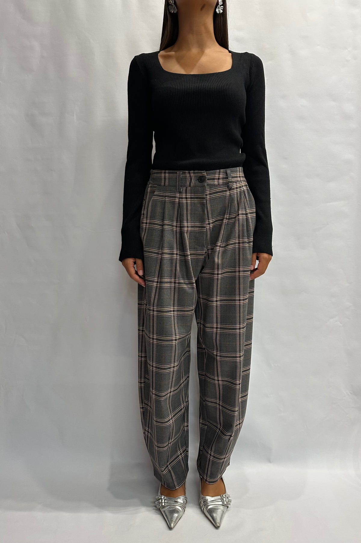 Pantalone TENSIONE IN trama scozzese check disponibile anche con camicia in coordinato , COD: 40421