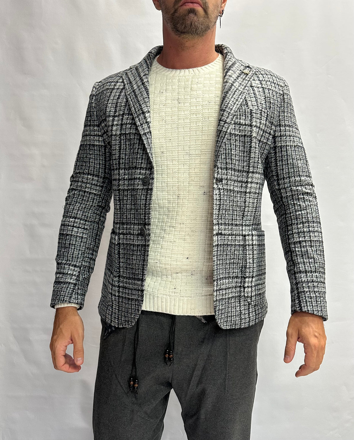 Giacca XAGON MAN scozzese con cappuccio rimovibile, monopetto - COD: PCFK33