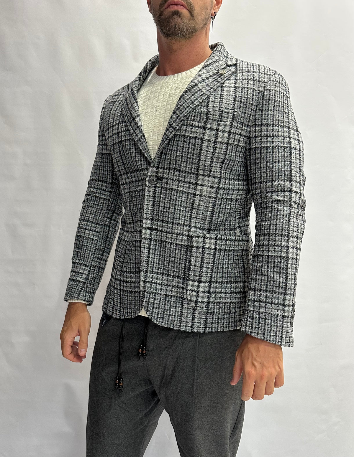 Giacca XAGON MAN scozzese con cappuccio rimovibile, monopetto - COD: PCFK33