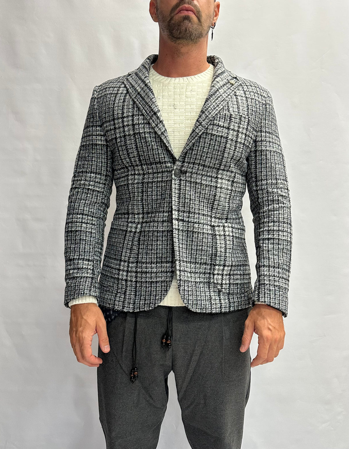 Giacca XAGON MAN scozzese con cappuccio rimovibile, monopetto - COD: PCFK33