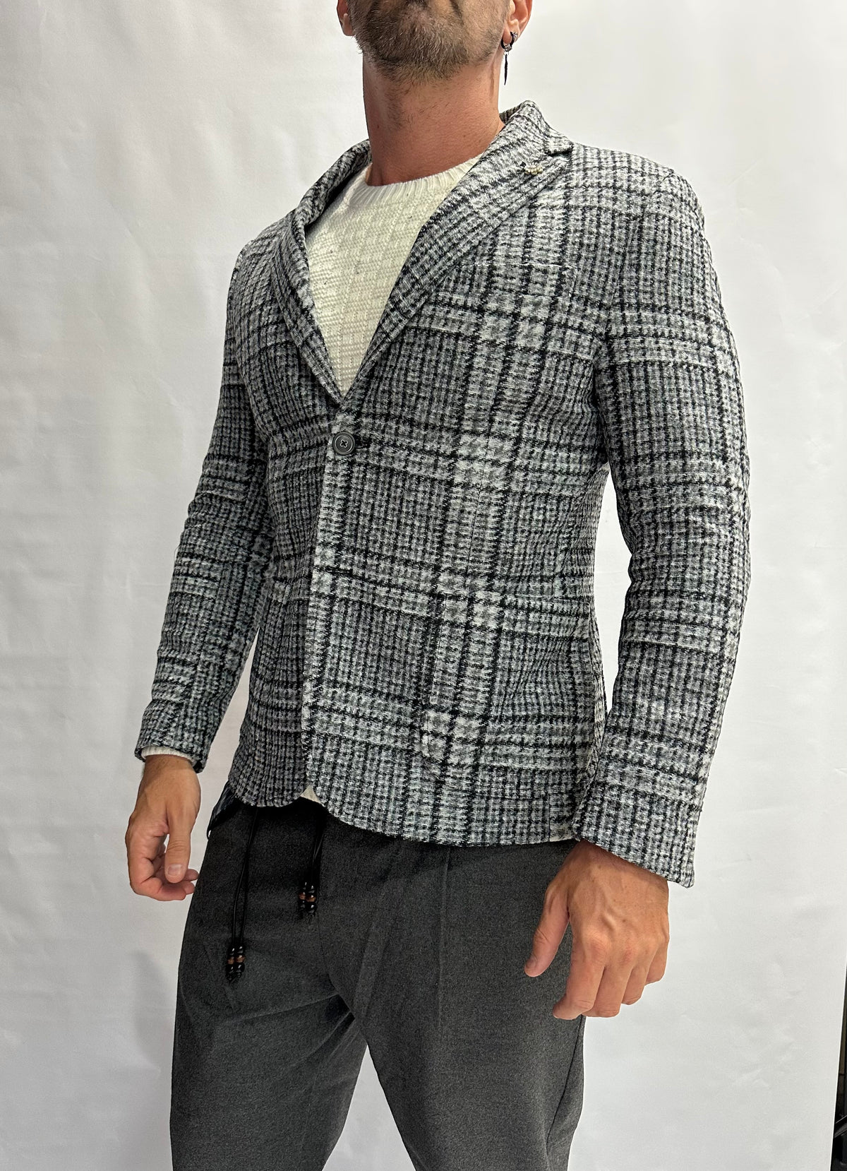 Giacca XAGON MAN scozzese con cappuccio rimovibile, monopetto - COD: PCFK33