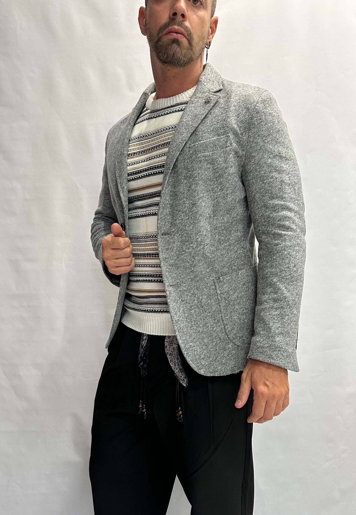Giacca XAGON MAN grigia con cappuccio rimovibile, monopetto - COD: PCFKME