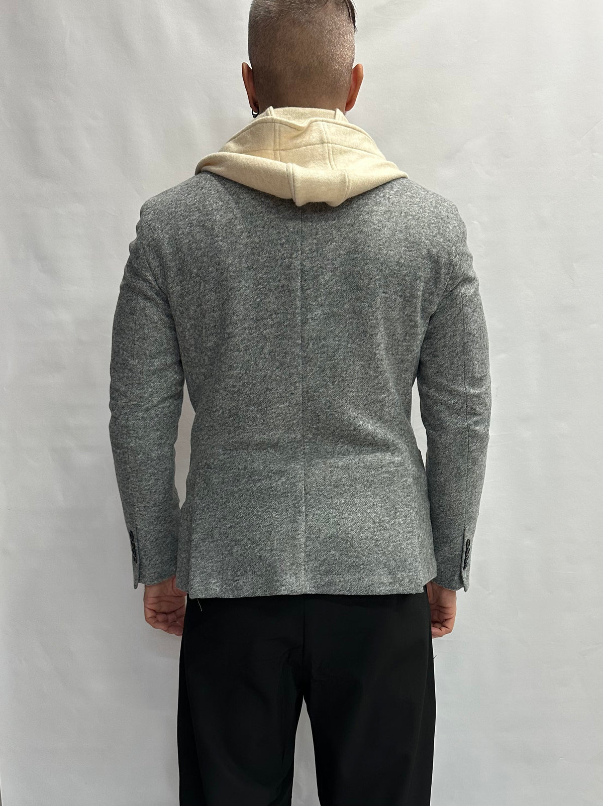 Giacca XAGON MAN grigia con cappuccio rimovibile, monopetto - COD: PCFKME