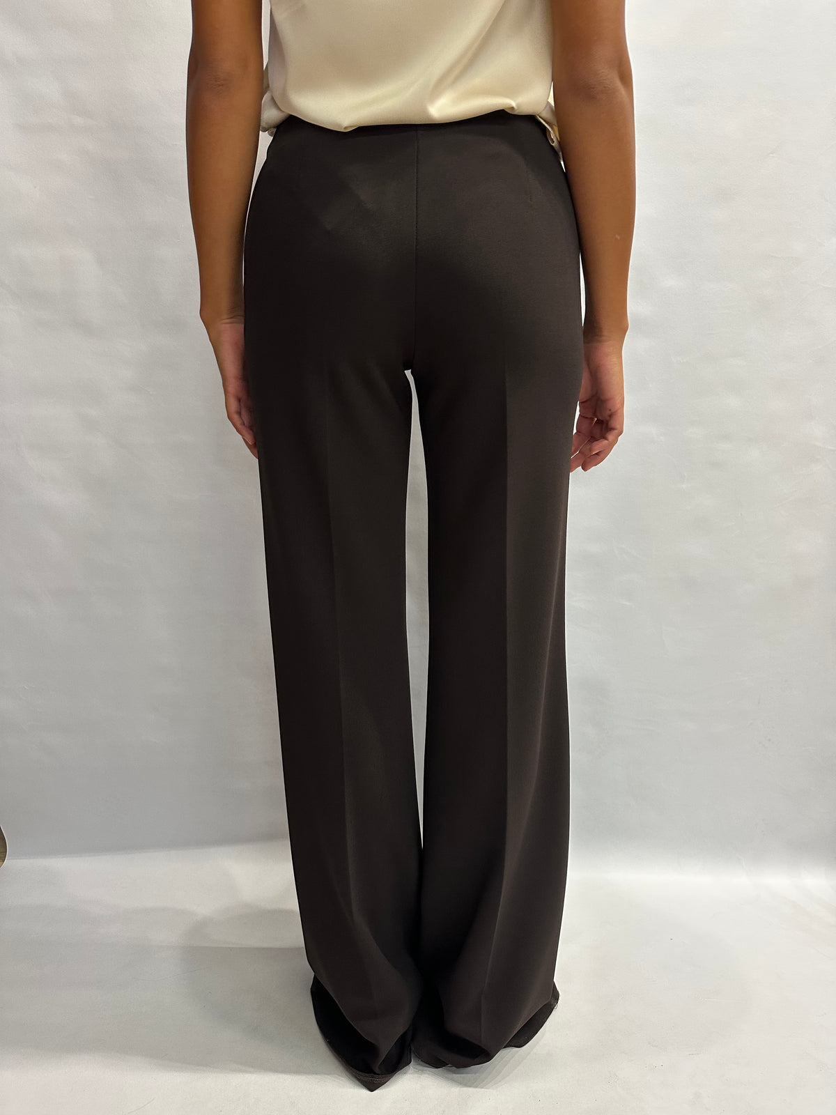 Pantalone RINASCIMENTO (MARRONE) in crêpe a palazzo disponibile anche con giacca in coordinato COD: CFC0130163003