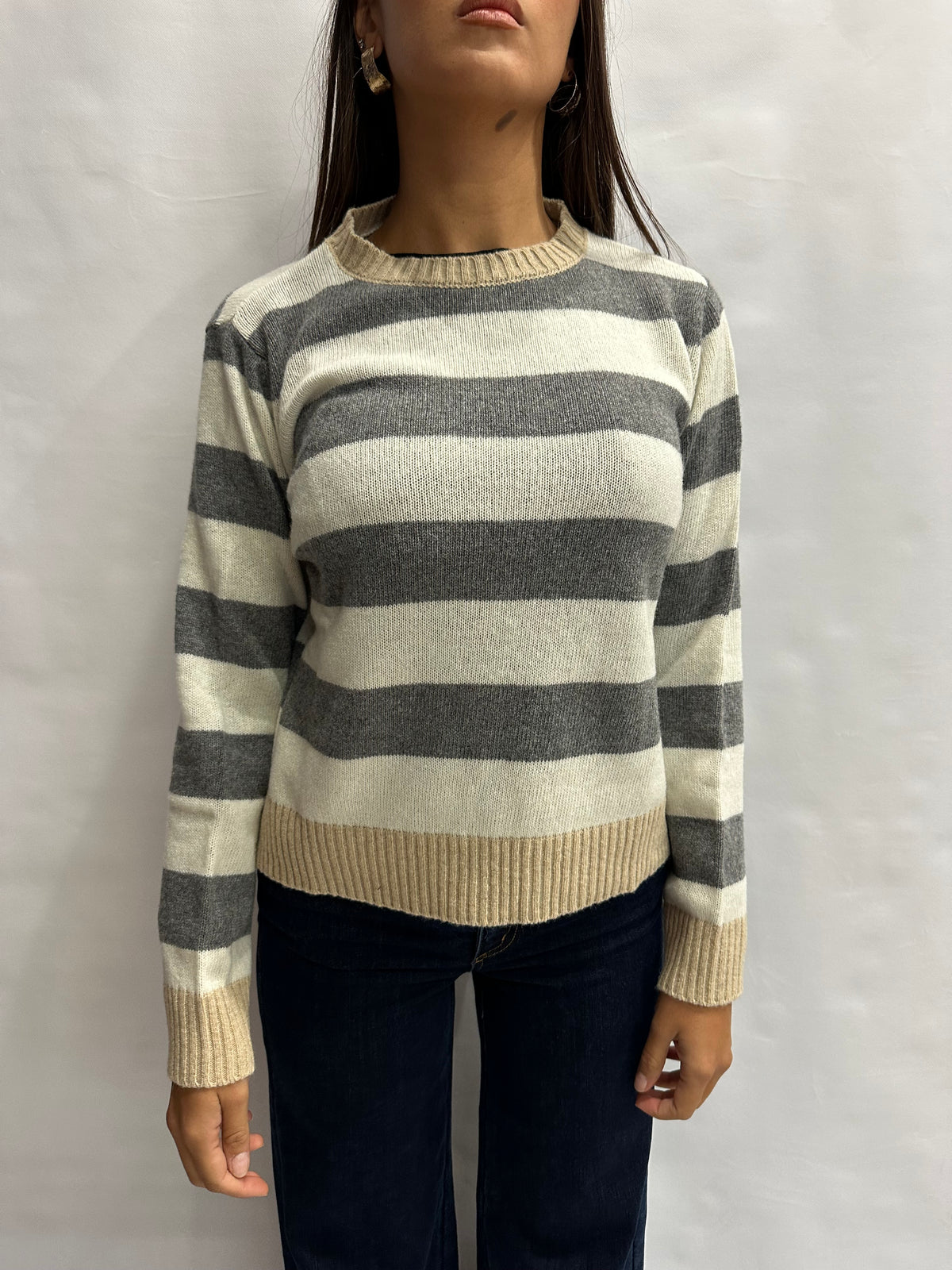 Maglione BLUEJOINT regular a righe variante Grigio/Panna, COD: 51182