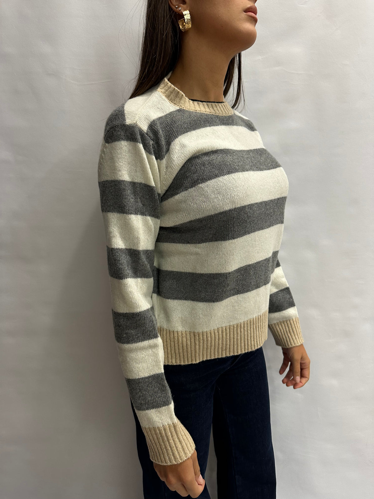 Maglione BLUEJOINT regular a righe variante Grigio/Panna, COD: 51182