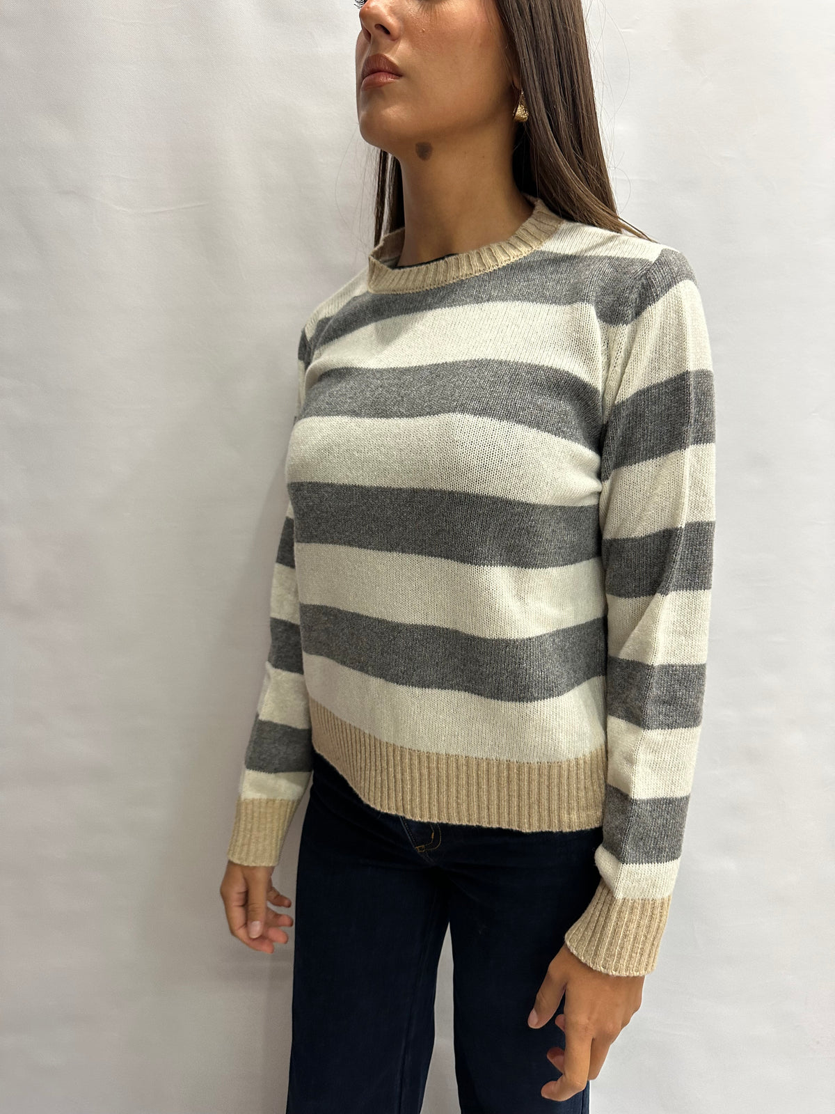 Maglione BLUEJOINT regular a righe variante Grigio/Panna, COD: 51182