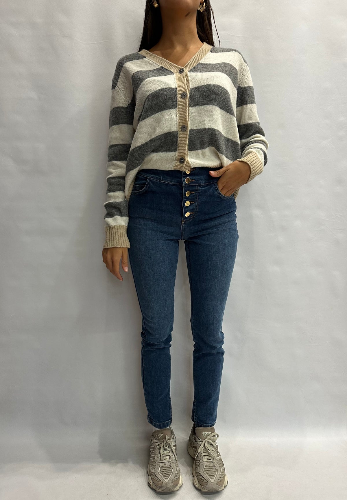 Jeans RINASCIMENTO modello slim elasticizzato chiusura bottoni a vista color Blu Denim  - COD: CFC0129903003