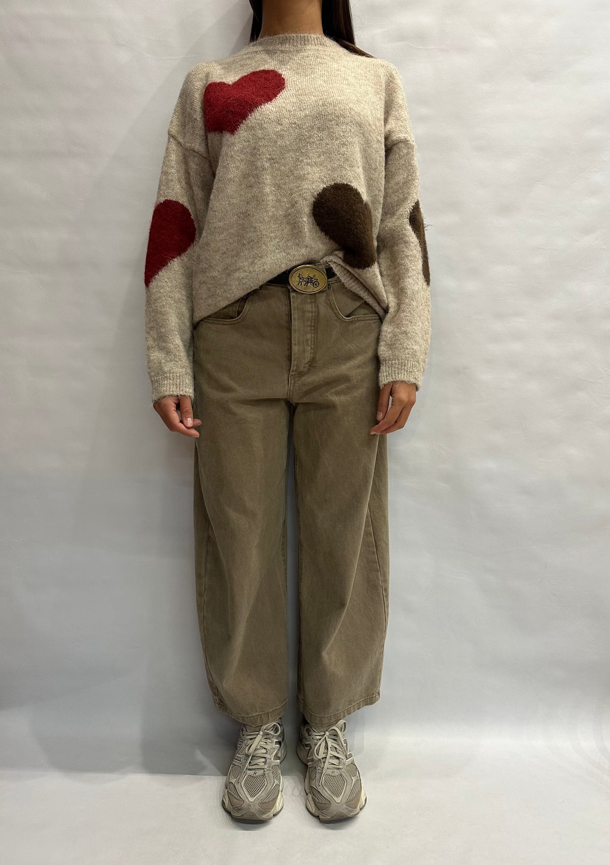 Pantalone TENSIONE IN gamba ampia, tasca taglio Jeans, cintura in dotazione, COD: W26P4926